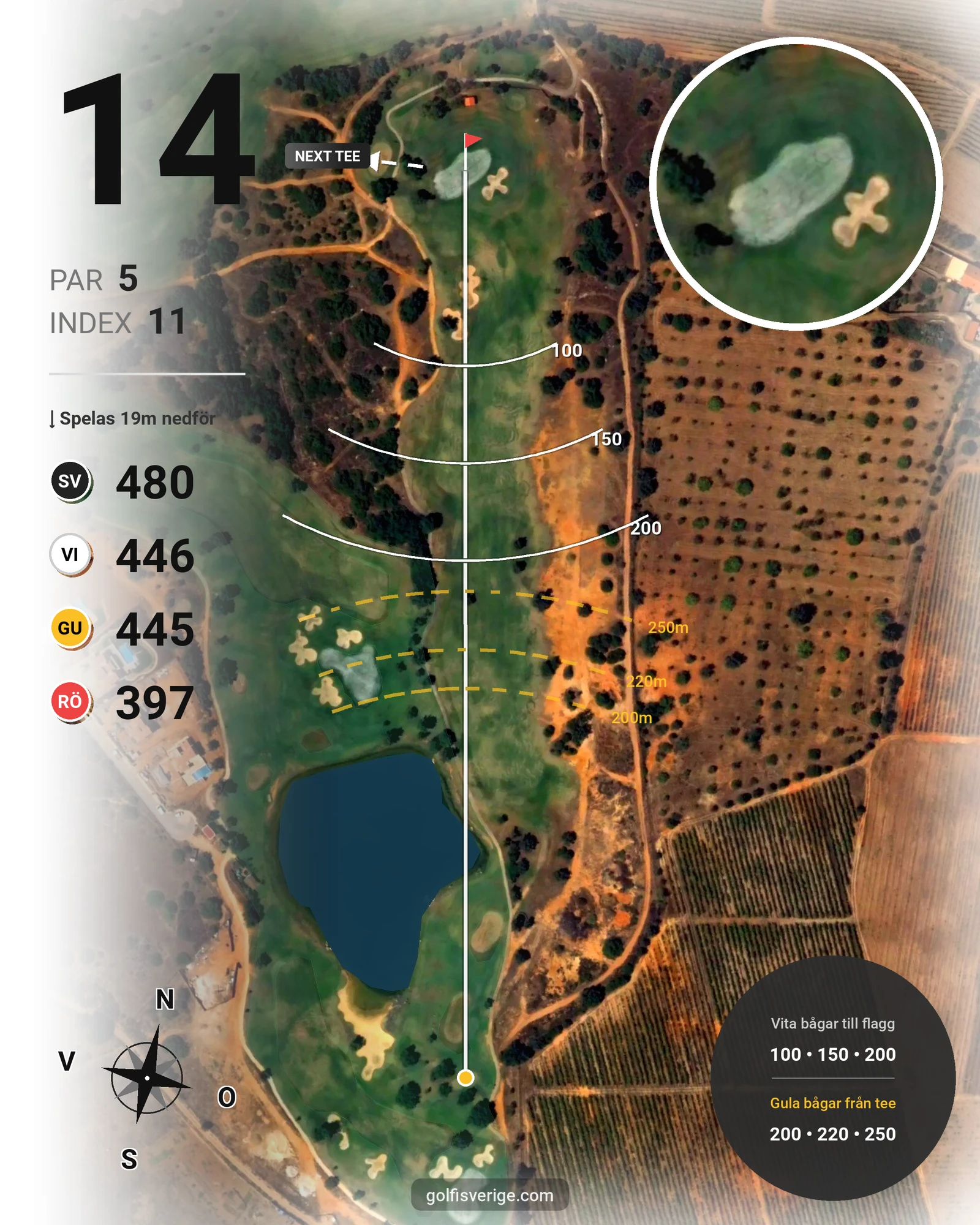 Banguide Vale da Pinta på SoloGolf - GolfiSpanien - Hål 14 karta