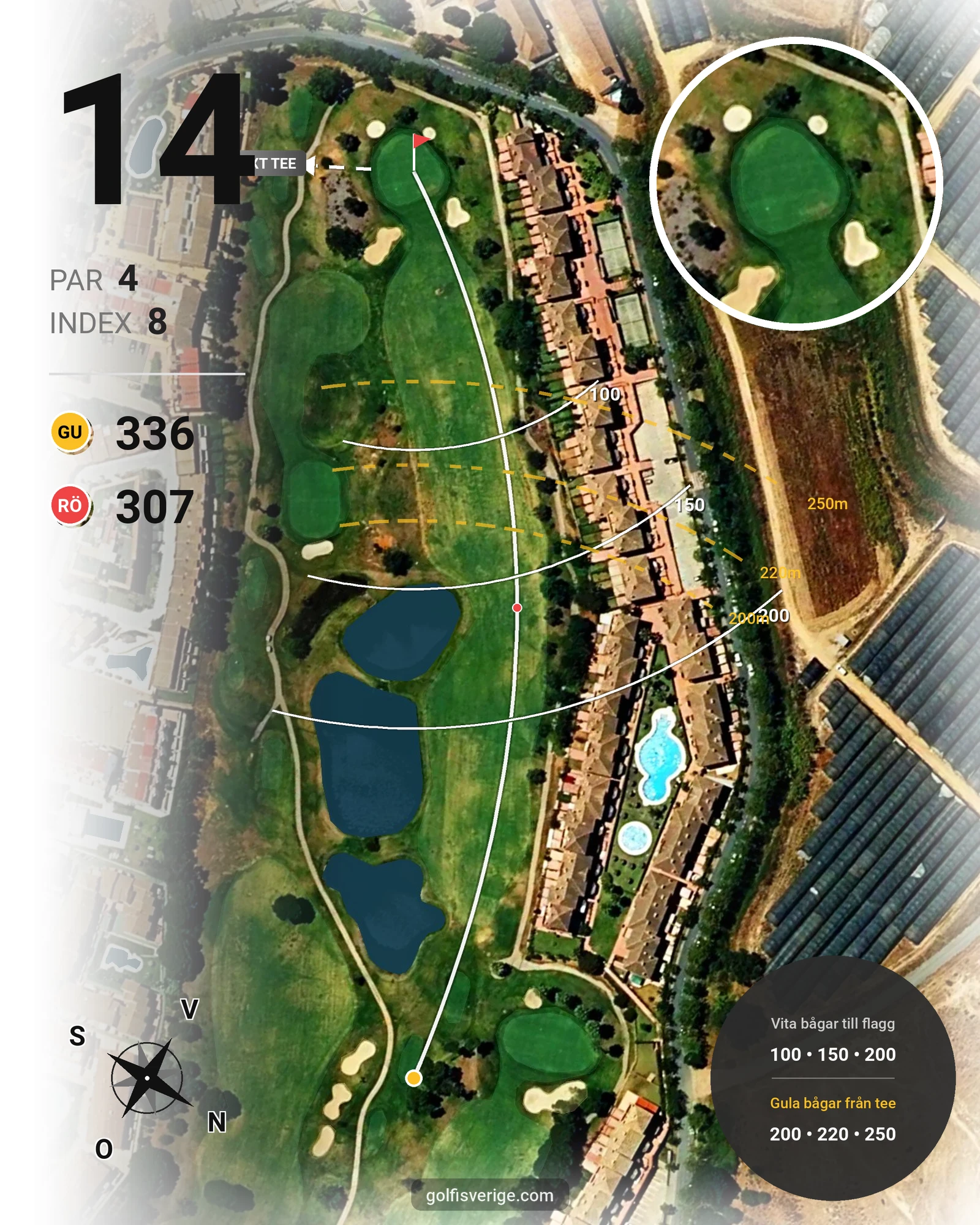 Banguide Islantilla 10-27 på SoloGolf - GolfiSpanien - Hål 14 karta