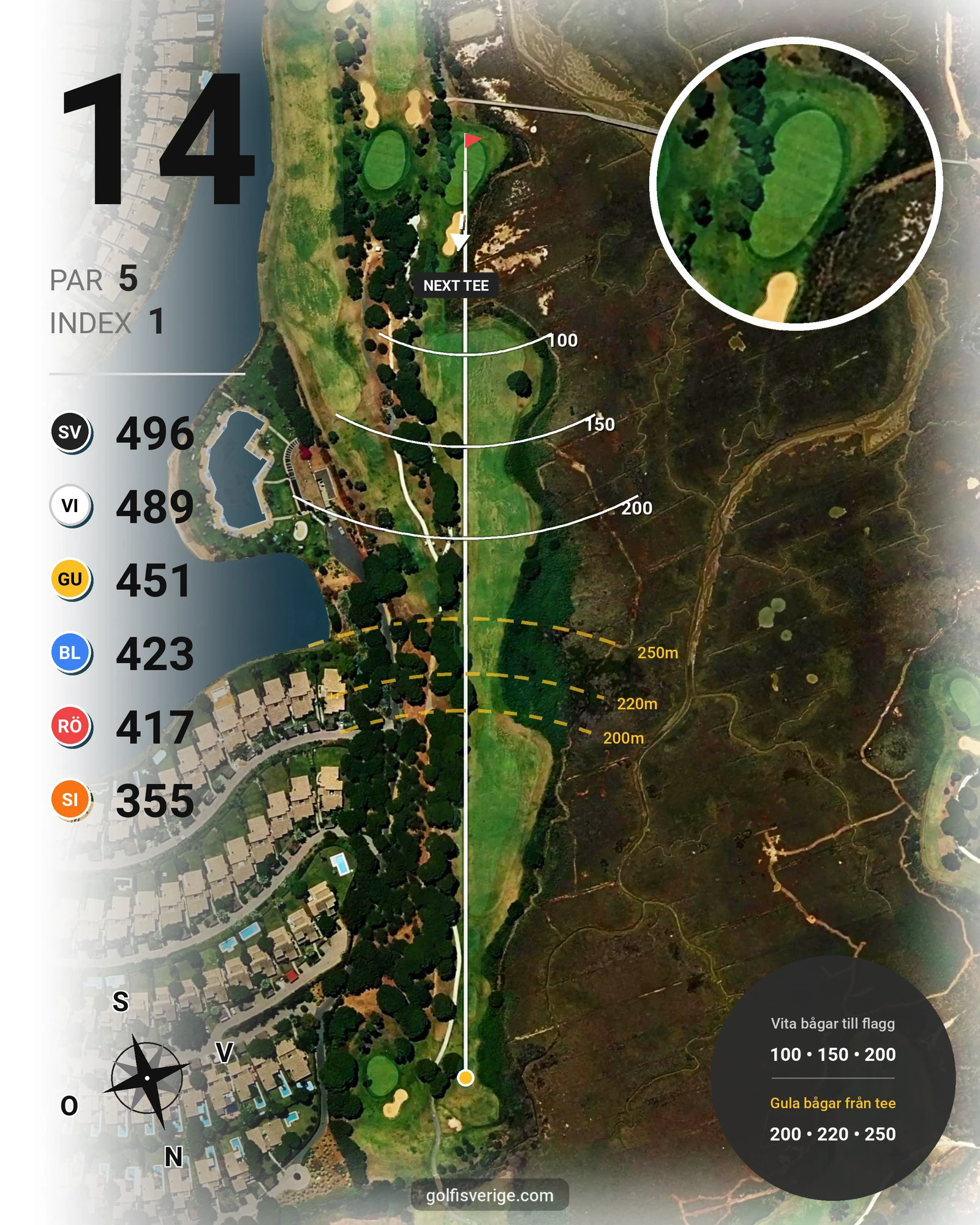 Banguide El Rompido Sur på SoloGolf - GolfiSpanien - Hål 14 karta