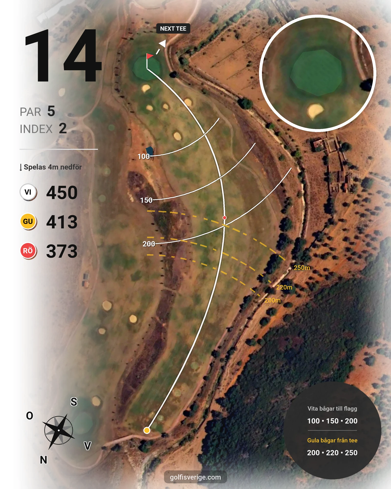 Banguide Alamos på SoloGolf - GolfiSpanien - Hål 14 karta