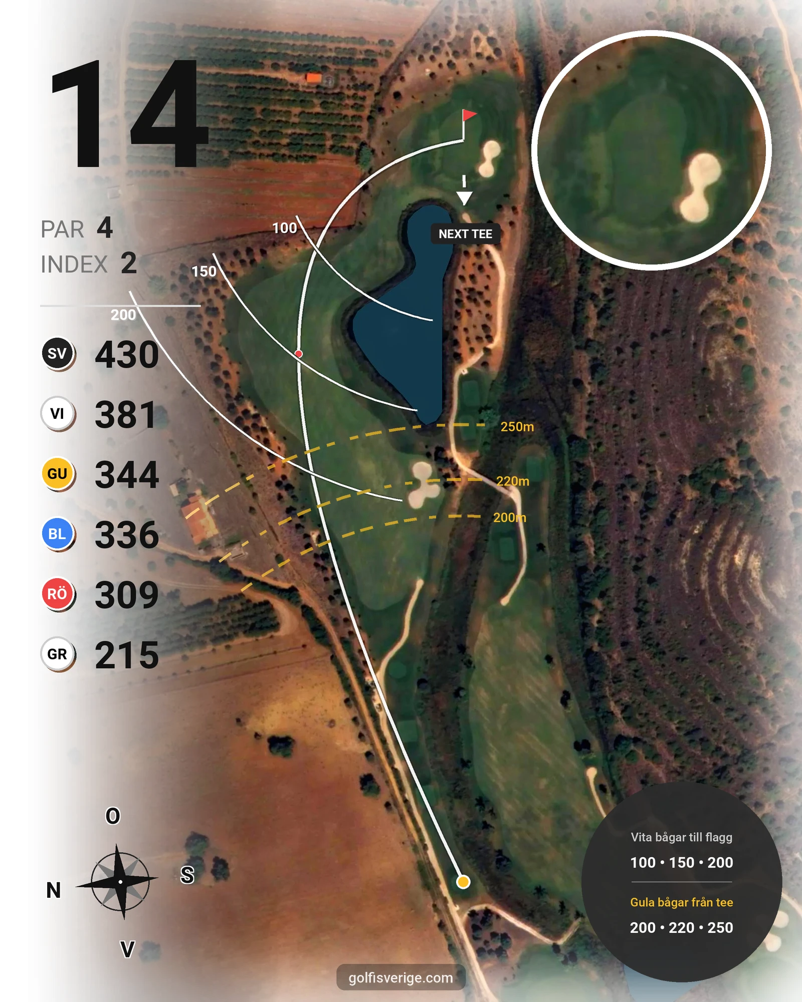 Banguide Oconnor Amendoeira Resort på SoloGolf - GolfiSpanien - Hål 14 karta
