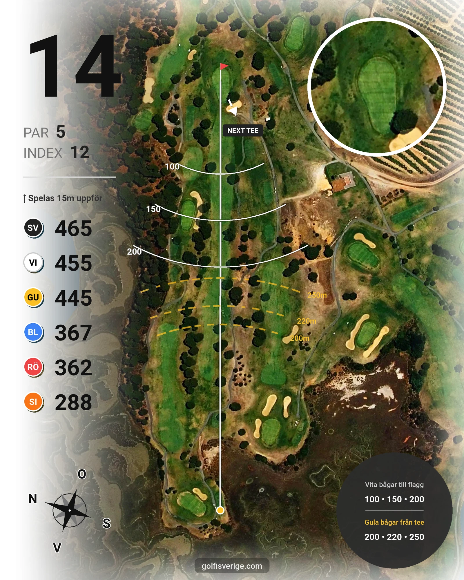 Banguide El Rompido Norte på SoloGolf - GolfiSpanien - Hål 14 karta