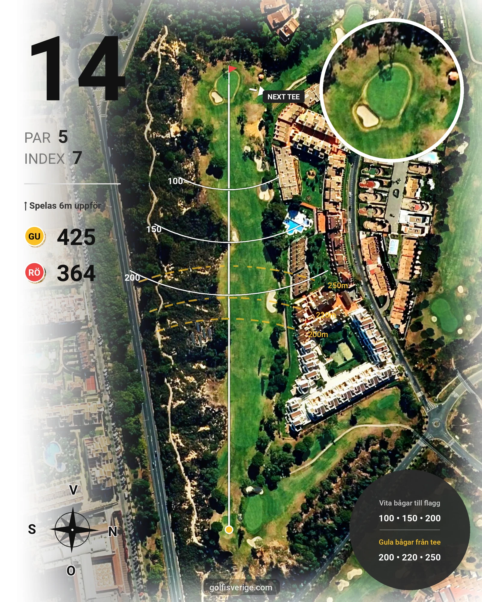 Banguide Islantilla 1-18 på SoloGolf - GolfiSpanien - Hål 14 karta