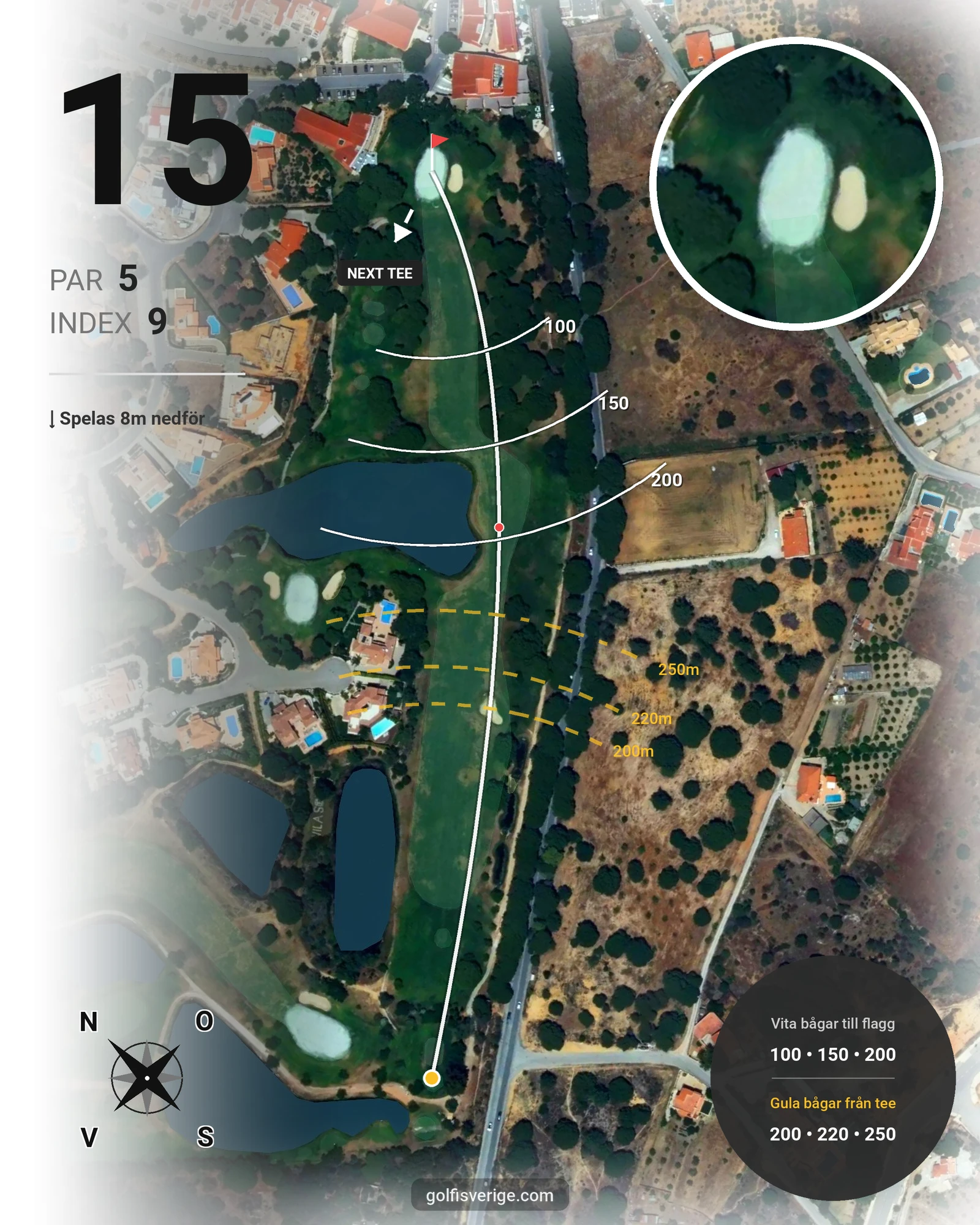 Banguide Vila Sol 19-9 på SoloGolf - GolfiSpanien - Hål 15 karta