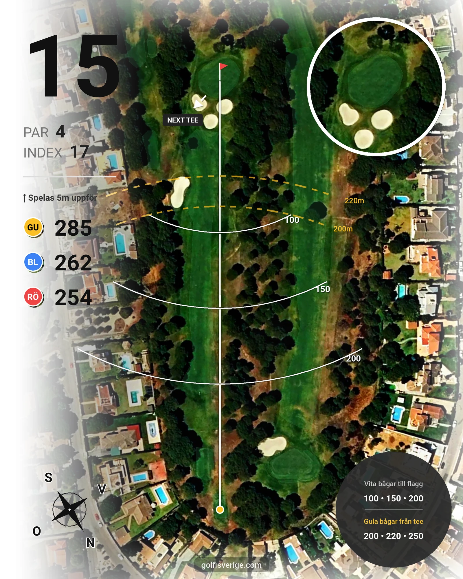 Banguide Bellavista på SoloGolf - GolfiSpanien - Hål 15 karta