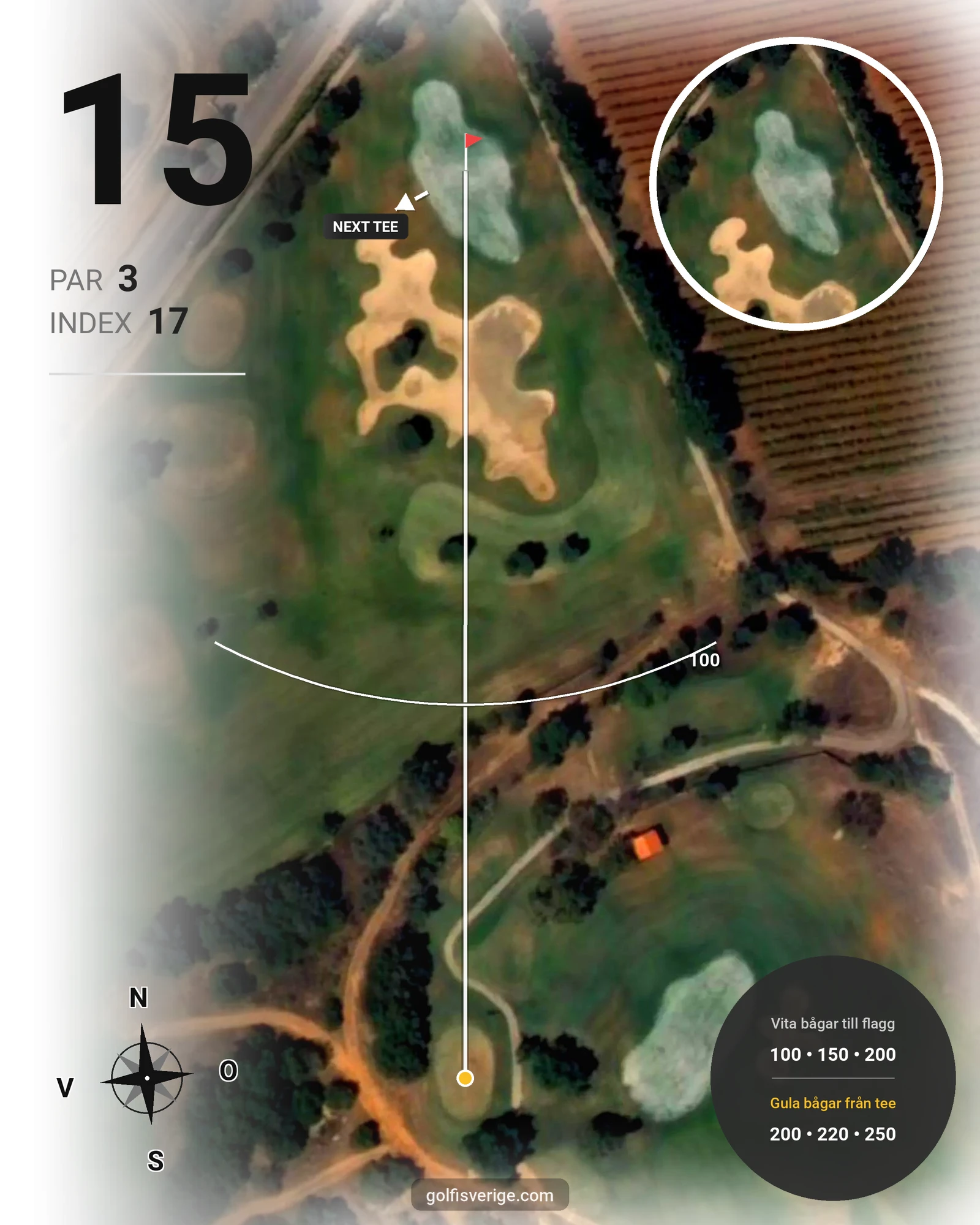Banguide Vale da Pinta på SoloGolf - GolfiSpanien - Hål 15 karta