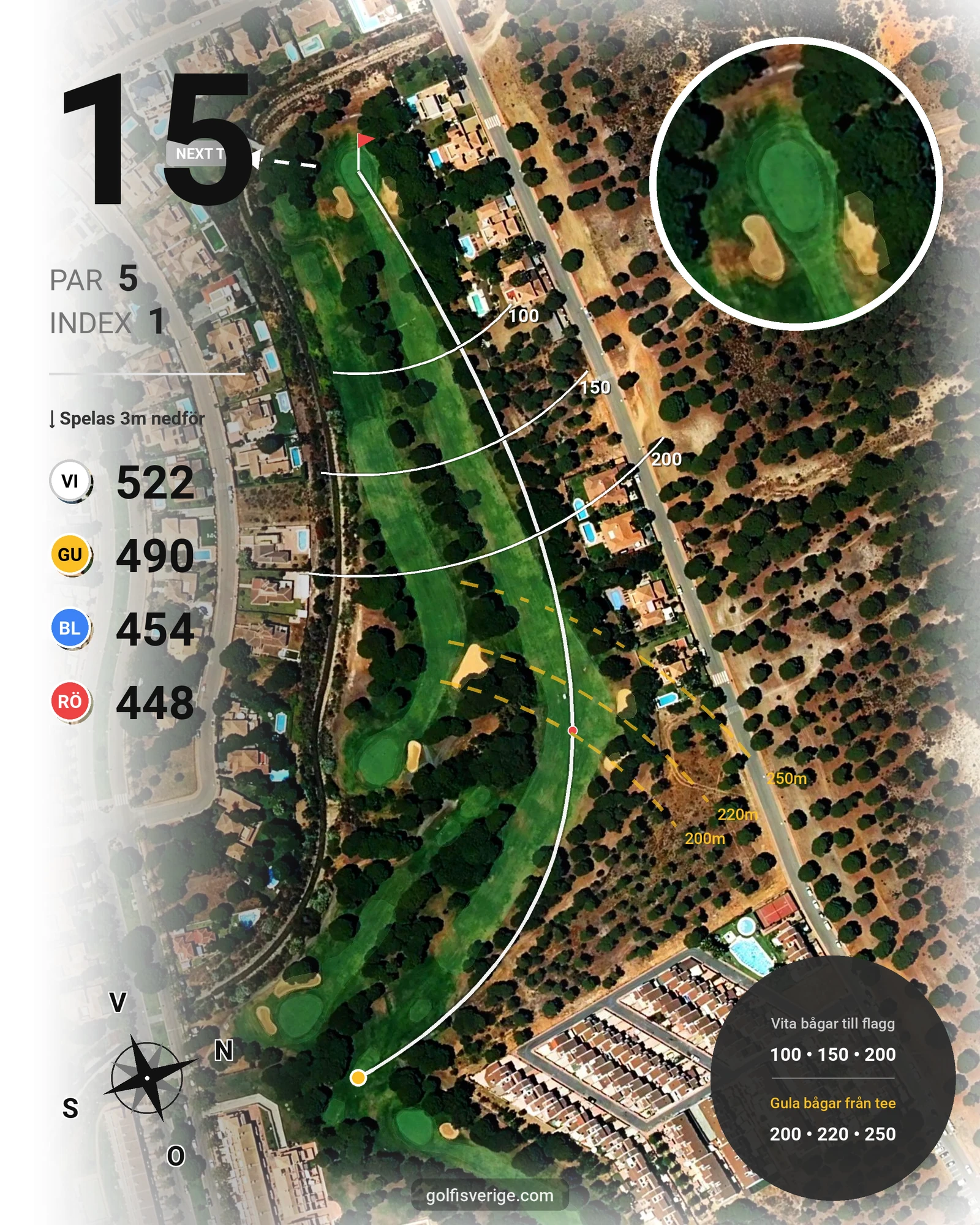 Banguide Nuevo Portil på SoloGolf - GolfiSpanien - Hål 15 karta