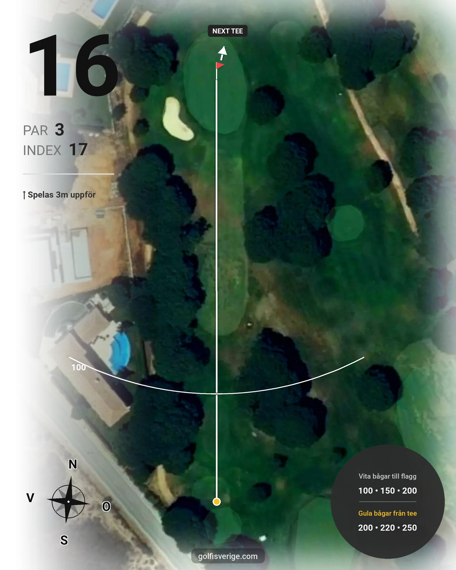 Banguide Vila Sol 10-27  på SoloGolf - GolfiSpanien - Hål 16 karta