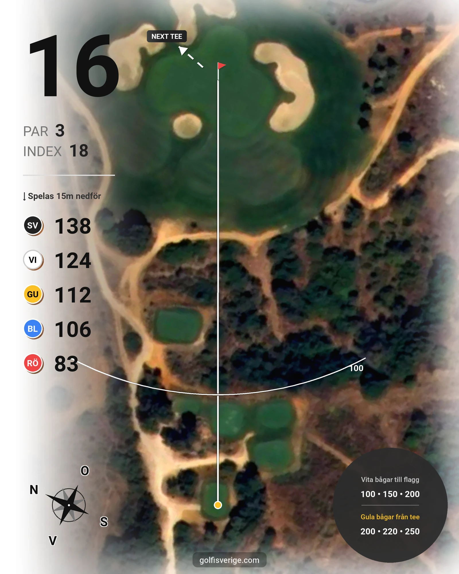 Banguide Faldo Amendoeira på SoloGolf - GolfiSpanien - Hål 16 karta