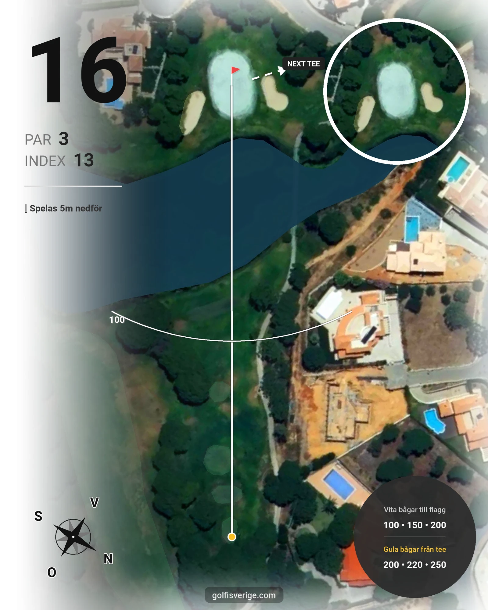 Banguide Vila Sol 19-9 på SoloGolf - GolfiSpanien - Hål 16 karta