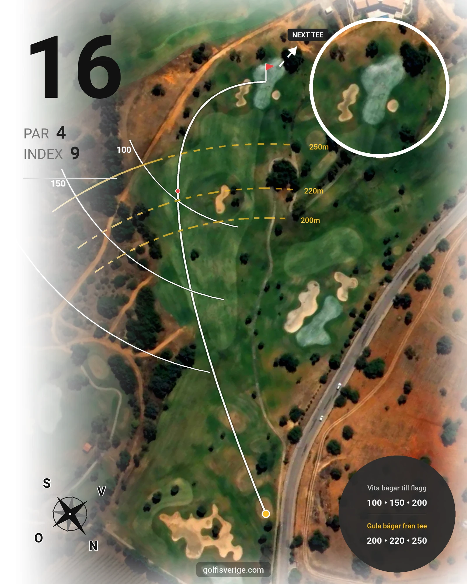 Banguide Vale da Pinta på SoloGolf - GolfiSpanien - Hål 16 karta