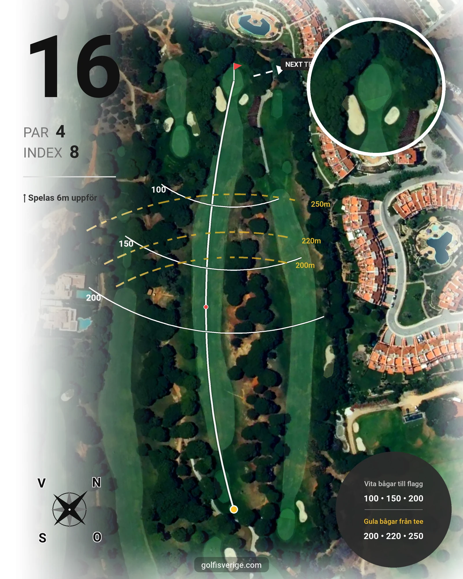 Banguide Vila Sol 1-18 på SoloGolf - GolfiSpanien - Hål 16 karta
