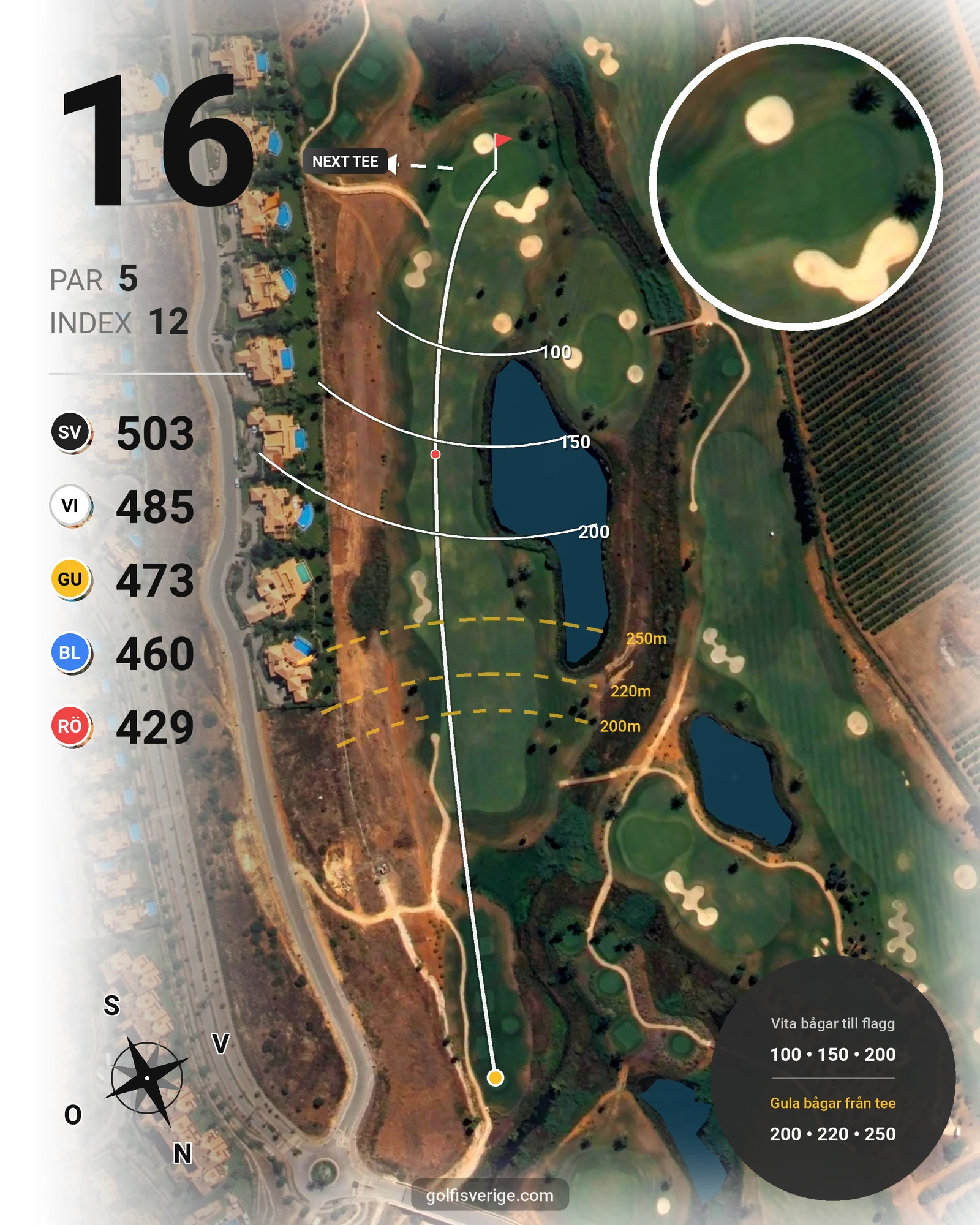 Banguide Oconnor Amendoeira Resort på SoloGolf - GolfiSpanien - Hål 16 karta