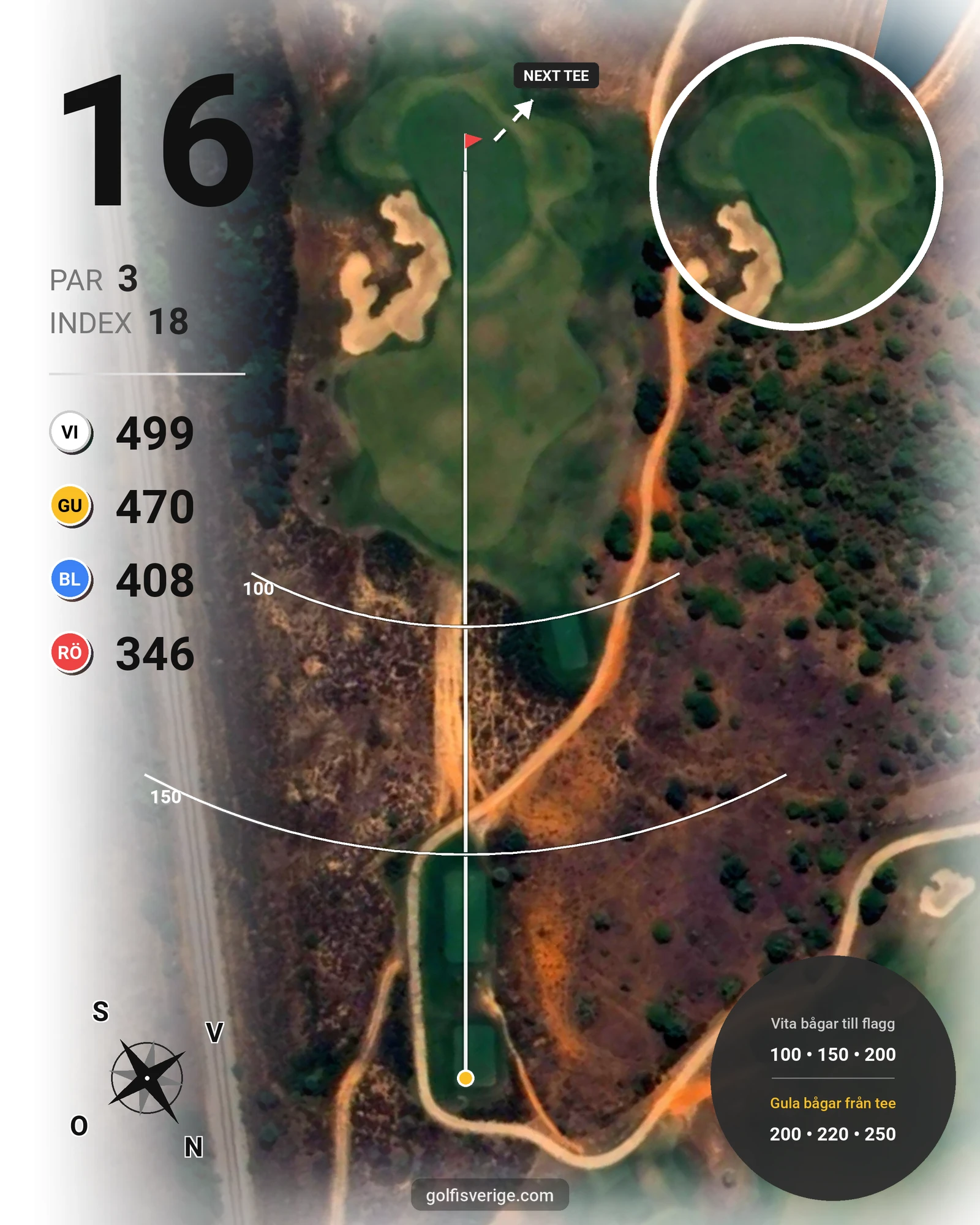 Banguide Palmares Praia/Alvor på SoloGolf - GolfiSpanien - Hål 16 karta