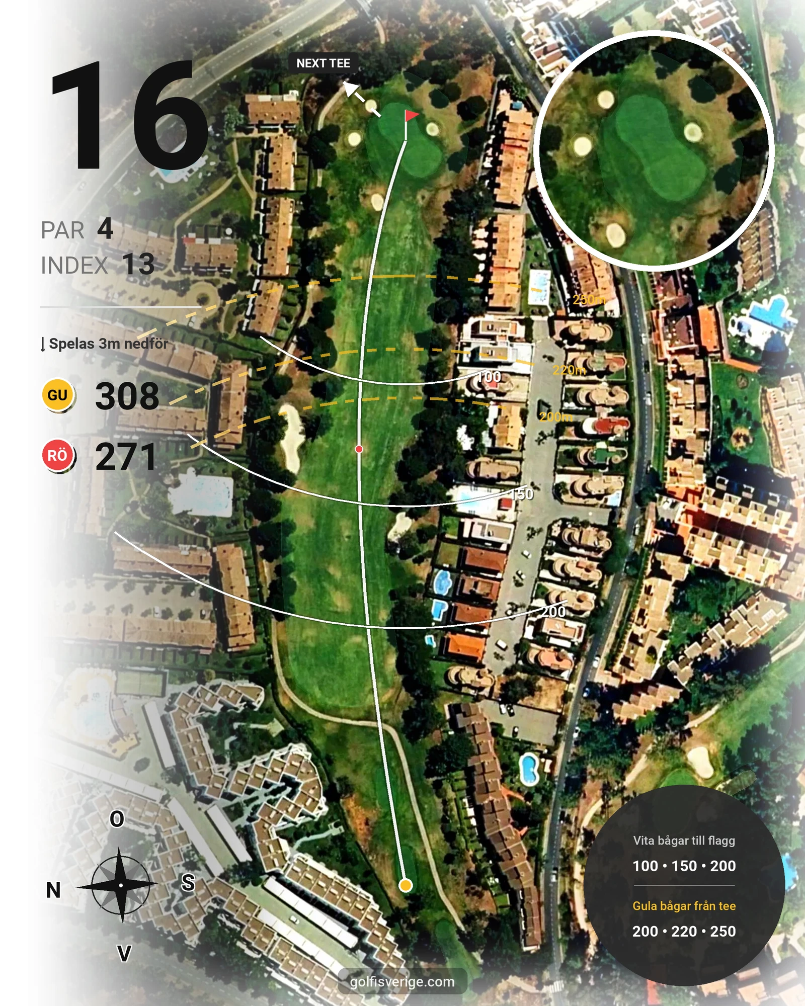 Banguide Islantilla 1-18 på SoloGolf - GolfiSpanien - Hål 16 karta