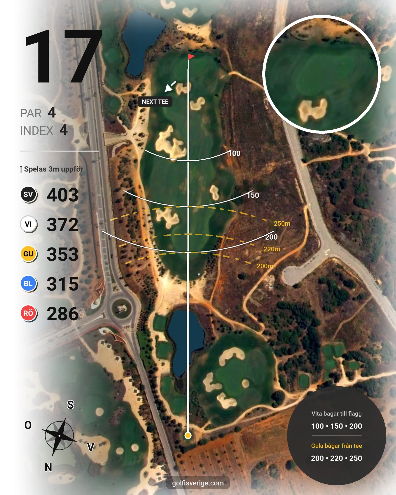 Banguide Faldo Amendoeira på SoloGolf - GolfiSpanien - Hål 17 karta