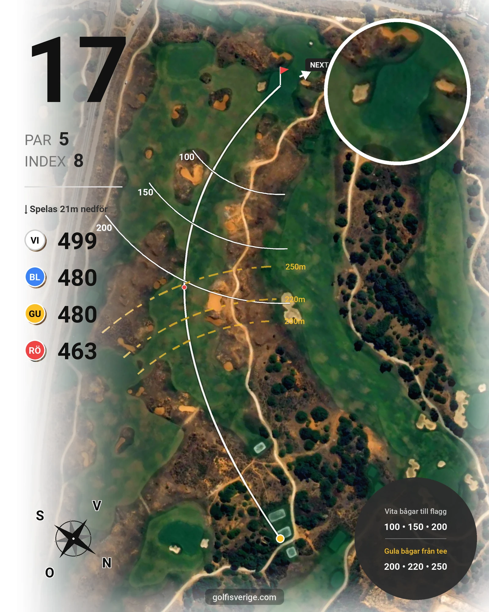 Banguide Palmares Alvor/Lagos på SoloGolf - GolfiSpanien - Hål 17 karta