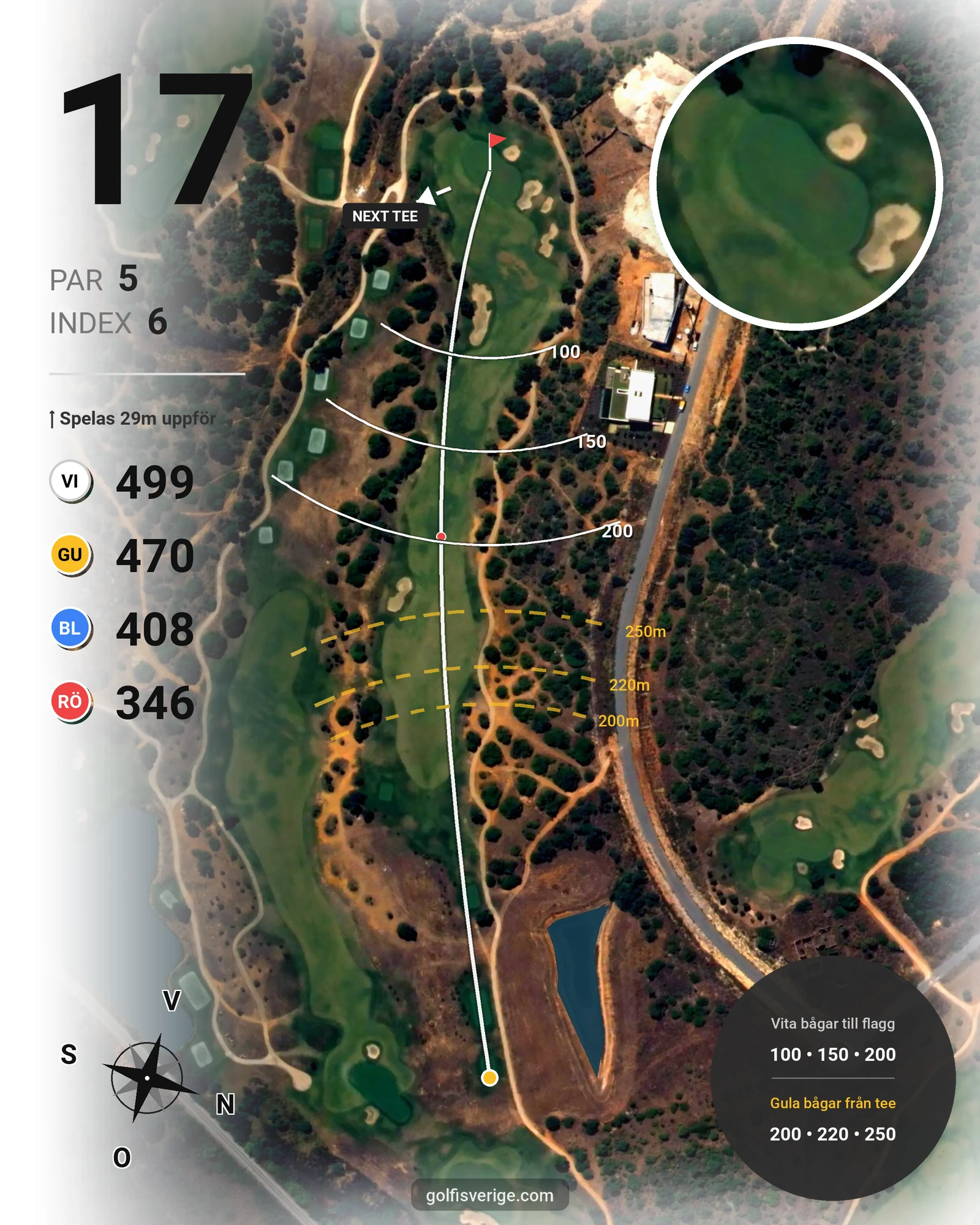Banguide Palmares Praia/Alvor på SoloGolf - GolfiSpanien - Hål 17 karta