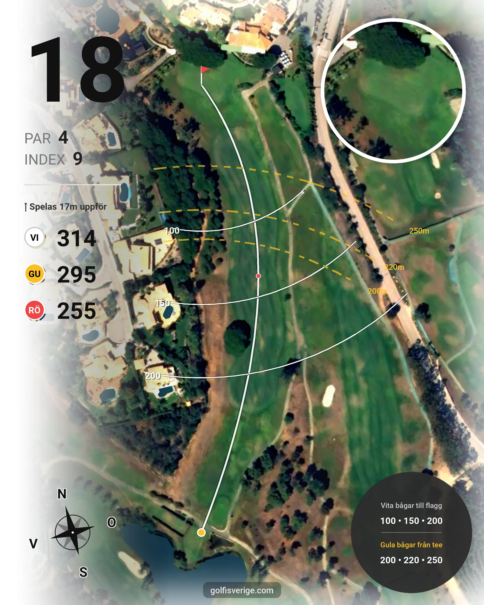 Banguide Santo Antonio på SoloGolf - GolfiSpanien - Hål 18 karta