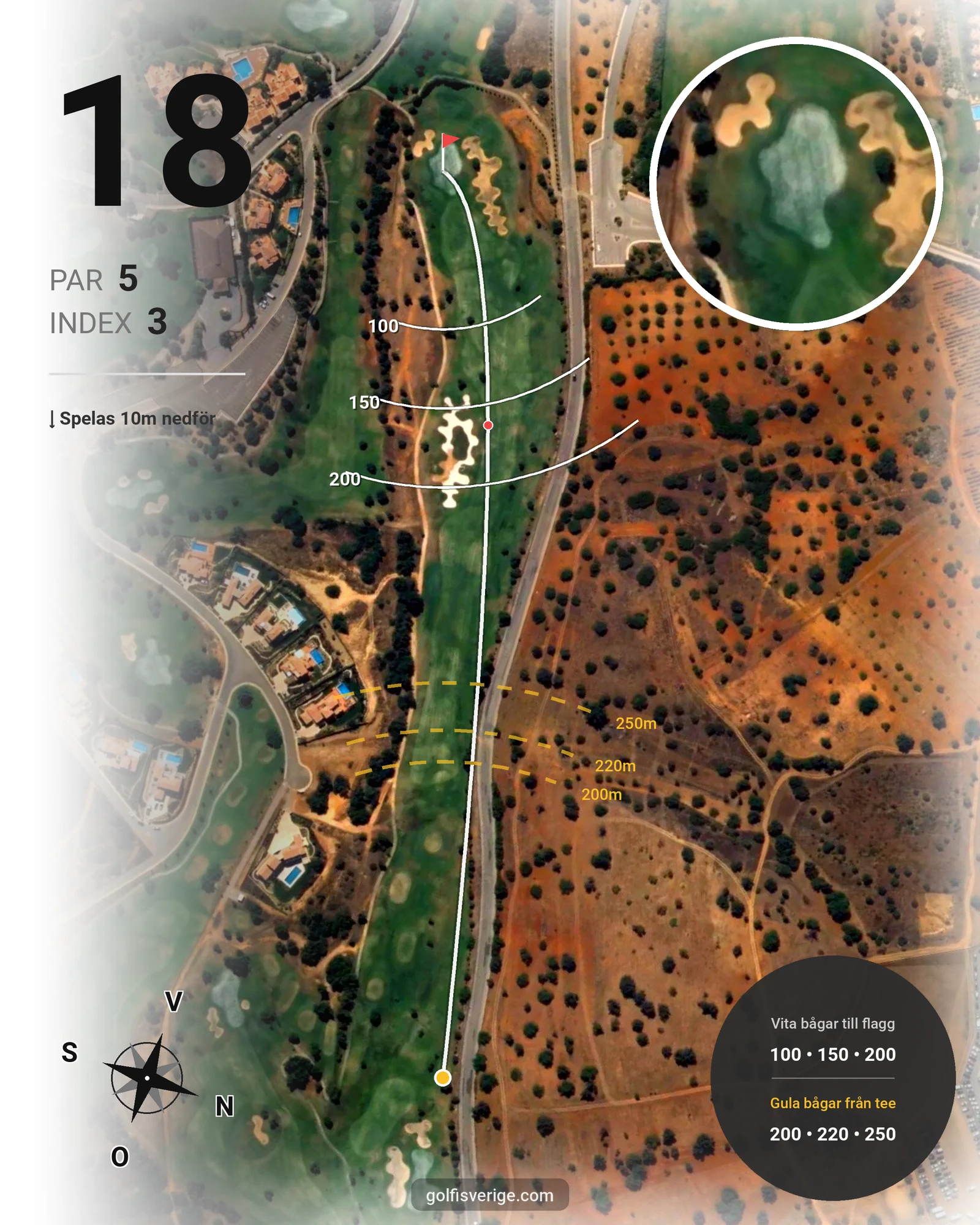 Banguide Vale da Pinta på SoloGolf - GolfiSpanien - Hål 18 karta