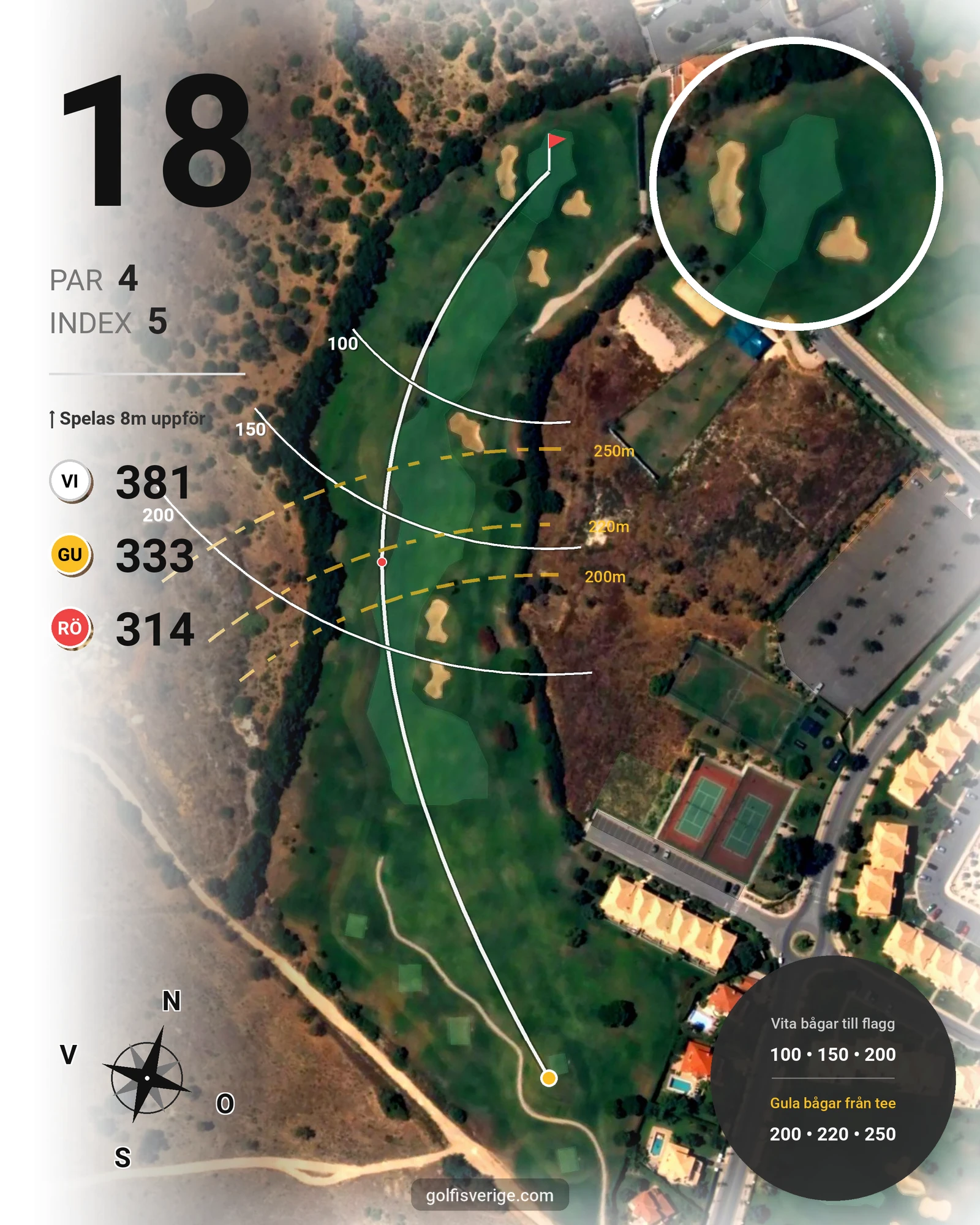 Banguide Boavista på SoloGolf - GolfiSpanien - Hål 18 karta