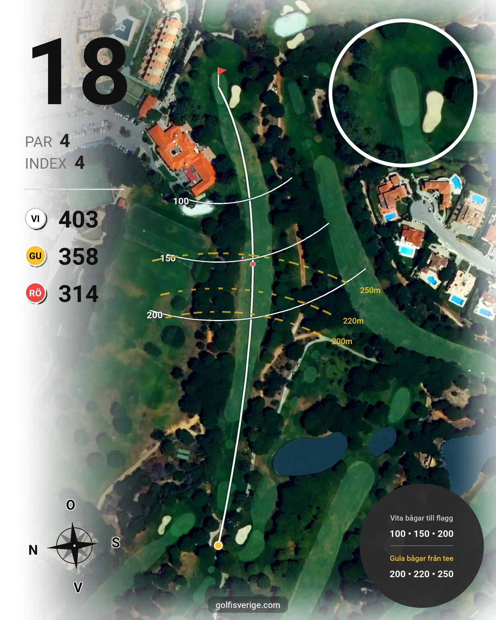 Banguide Vila Sol 1-18 på SoloGolf - GolfiSpanien - Hål 18 karta