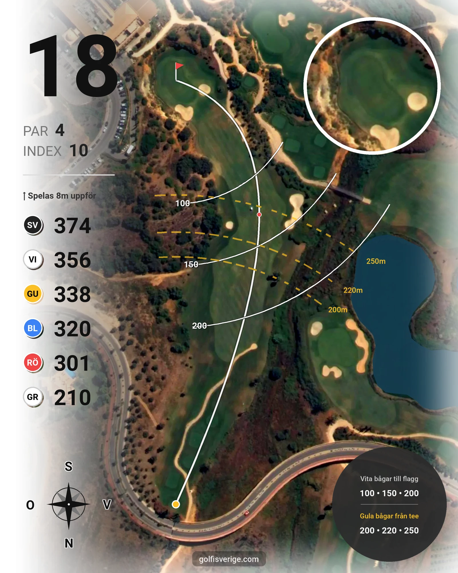 Banguide Oconnor Amendoeira Resort på SoloGolf - GolfiSpanien - Hål 18 karta