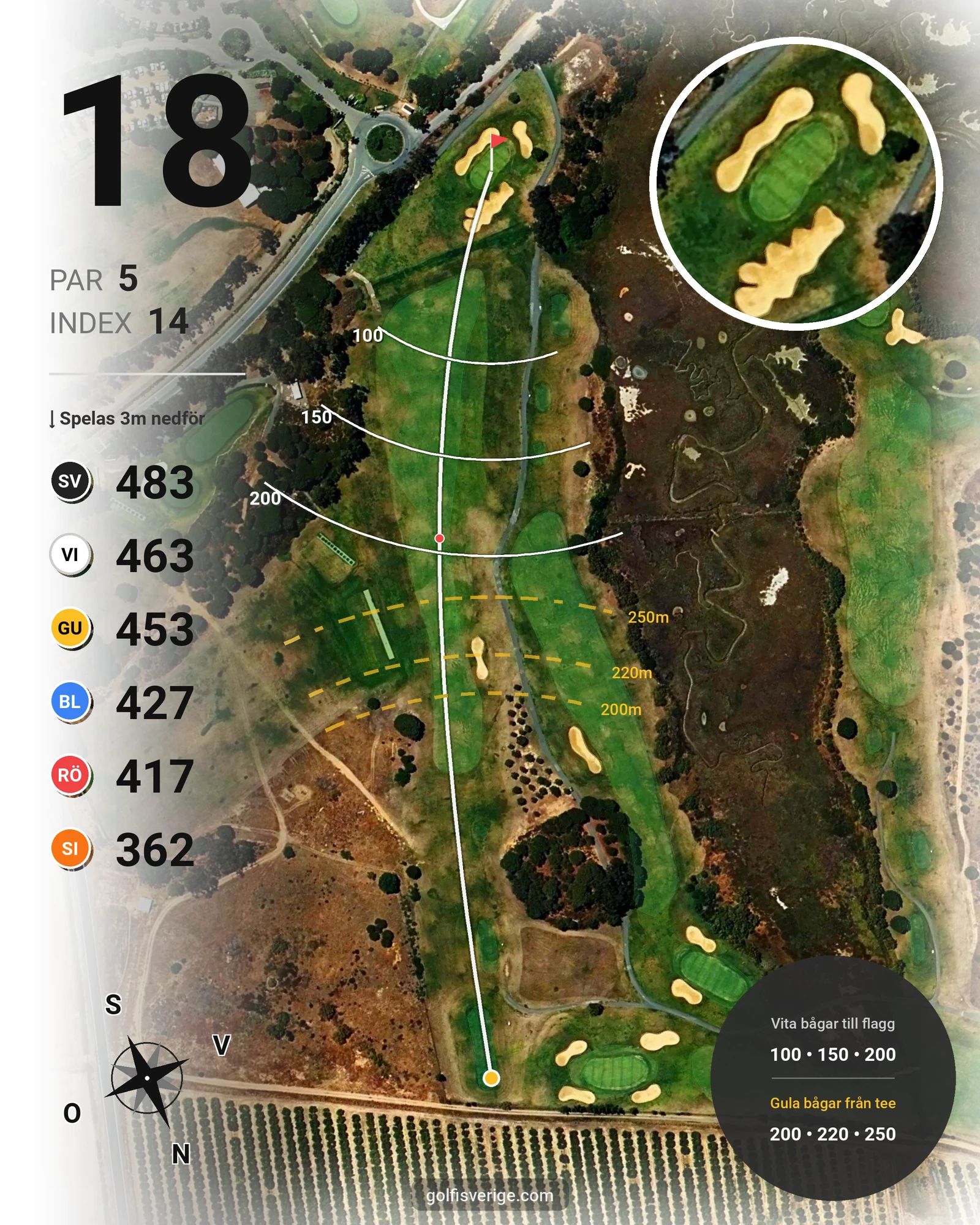 Banguide El Rompido Norte på SoloGolf - GolfiSpanien - Hål 18 karta