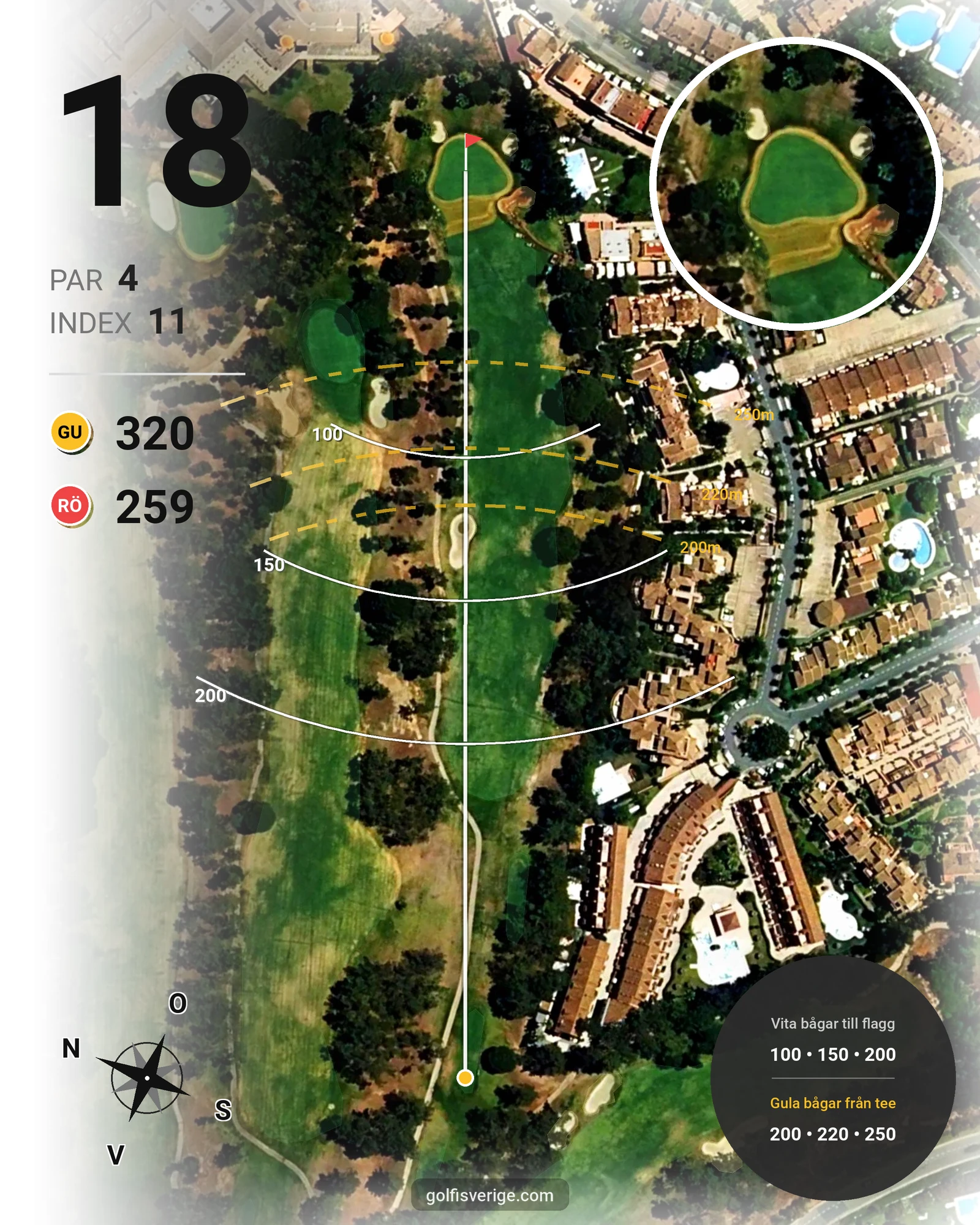 Banguide Islantilla 1-18 på SoloGolf - GolfiSpanien - Hål 18 karta