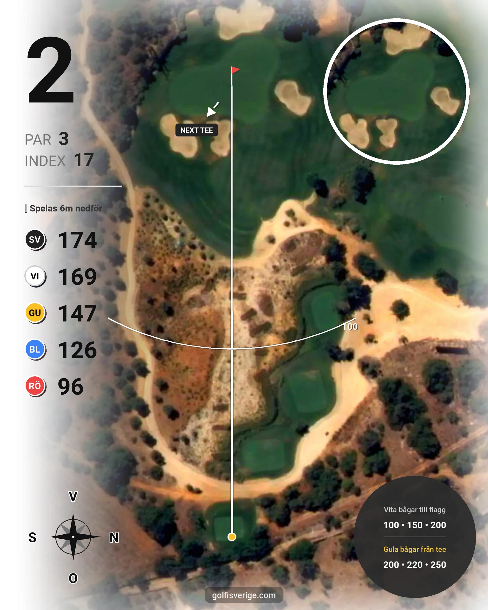 Banguide Faldo Amendoeira på SoloGolf - GolfiSpanien - Hål 2 karta