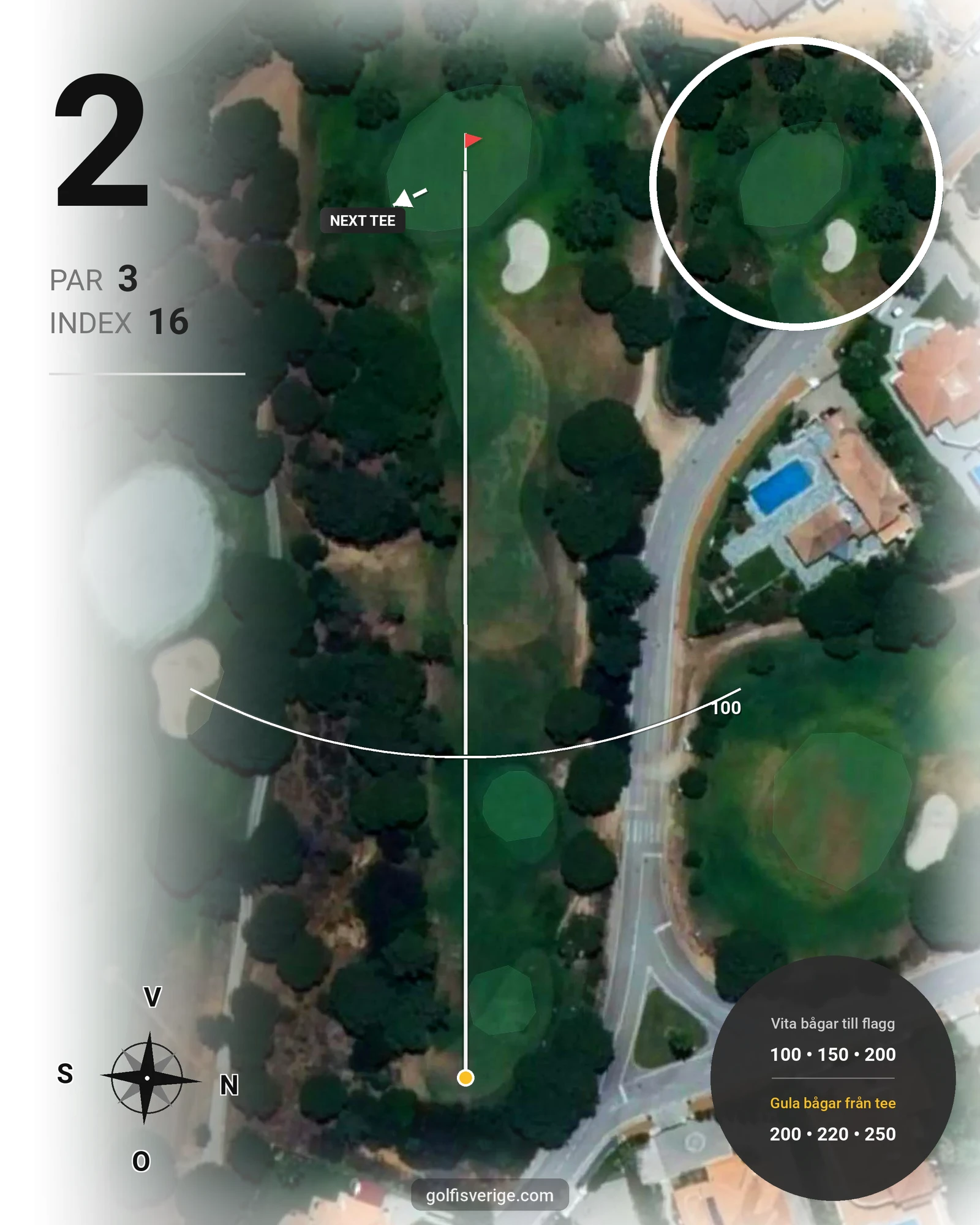 Banguide Vila Sol 19-9 på SoloGolf - GolfiSpanien - Hål 2 karta