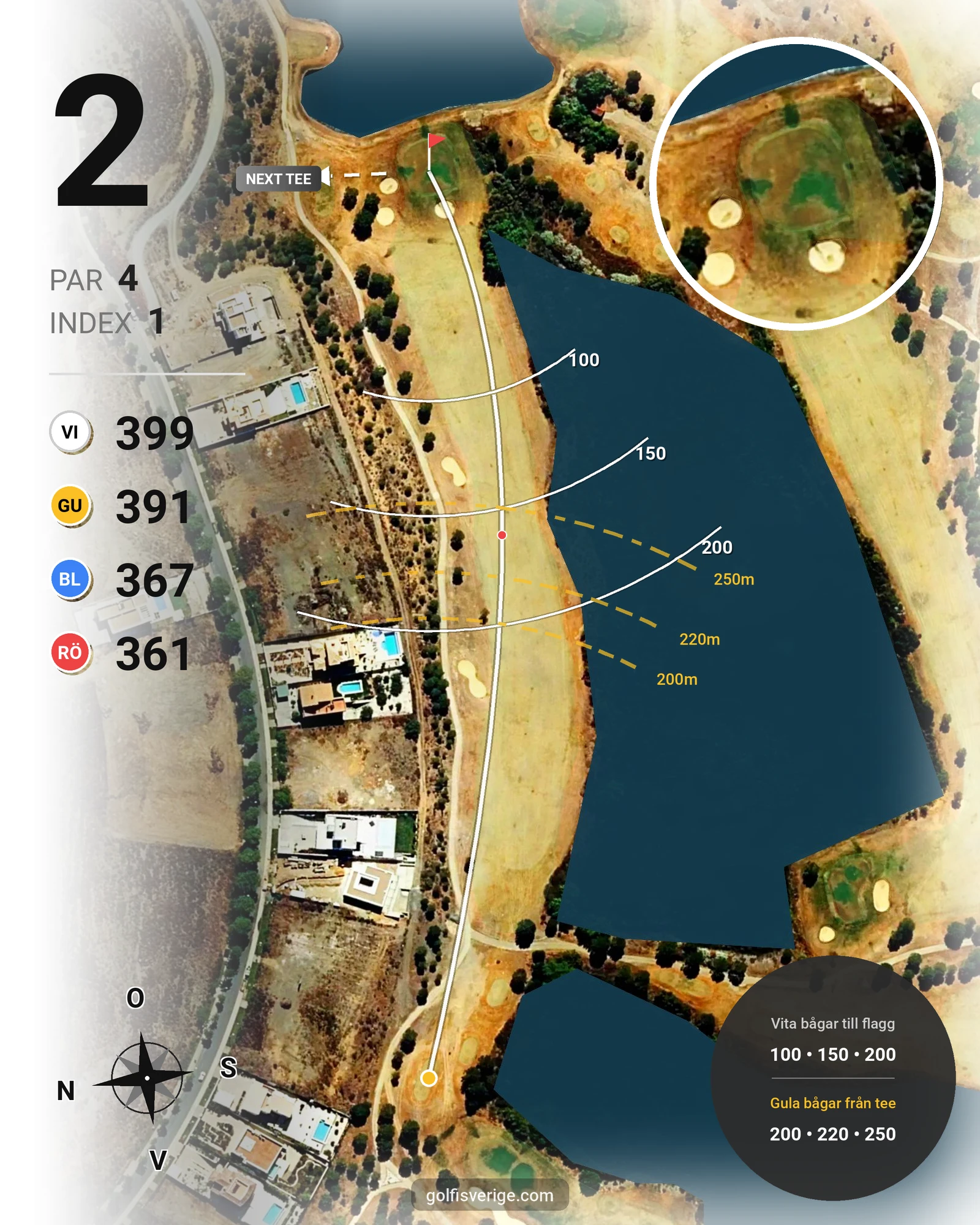 Banguide Isla Canela Links på SoloGolf - GolfiSpanien - Hål 2 karta
