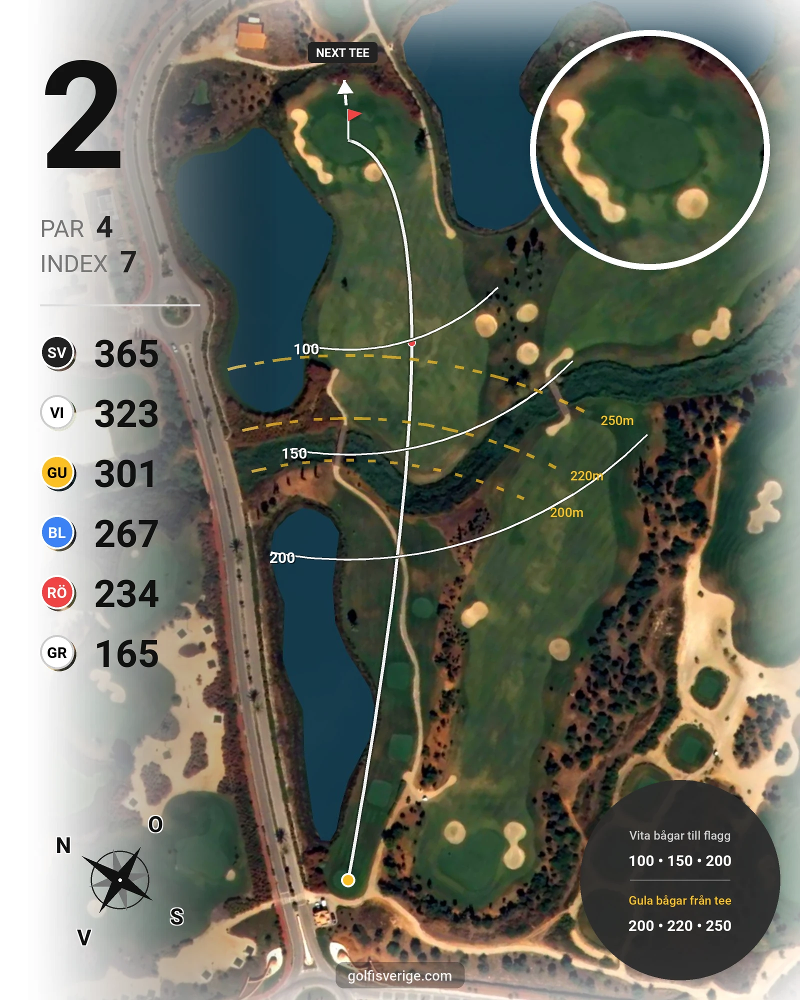 Banguide Oconnor Amendoeira Resort på SoloGolf - GolfiSpanien - Hål 2 karta