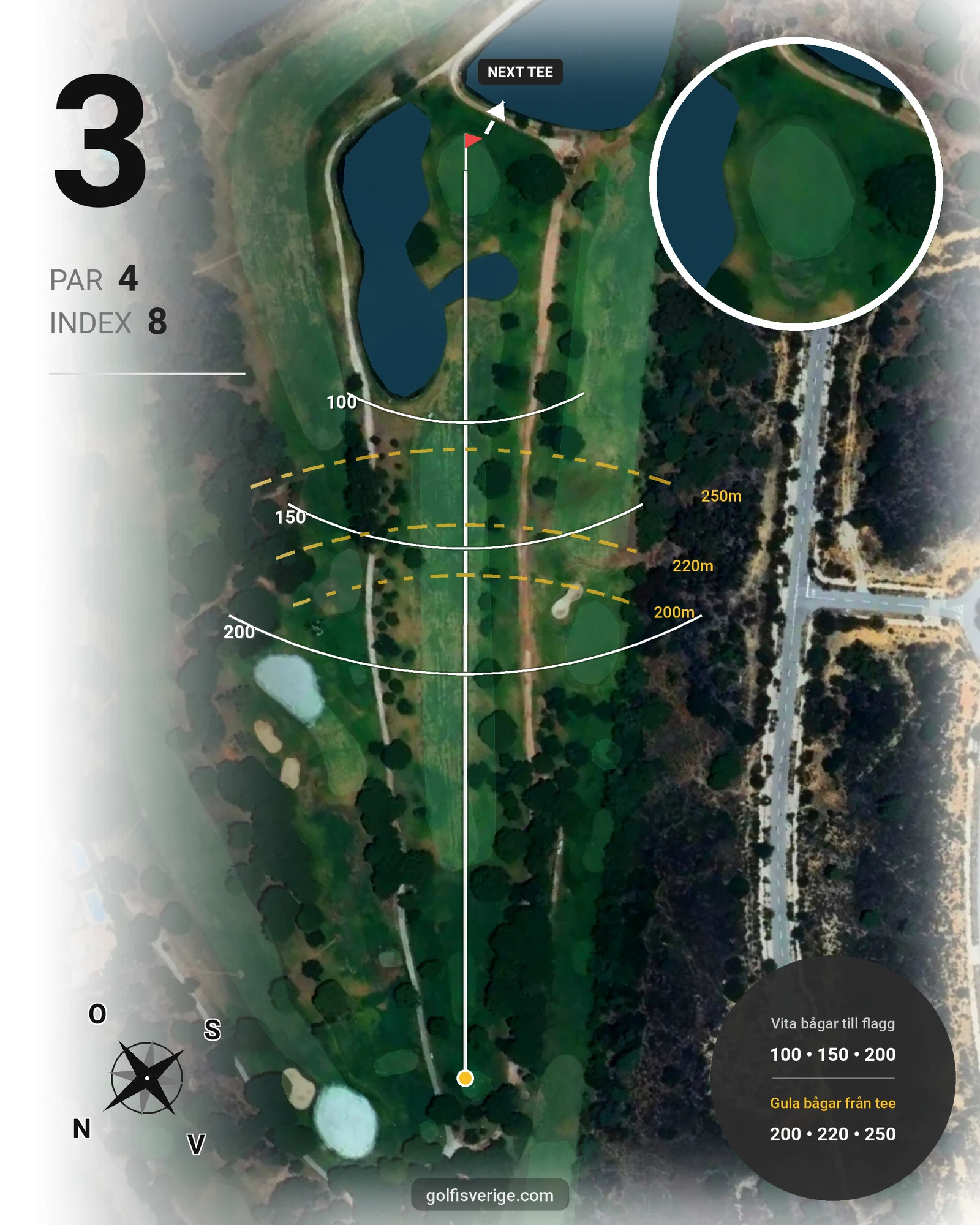 Banguide Vila Sol 19-9 på SoloGolf - GolfiSpanien - Hål 3 karta