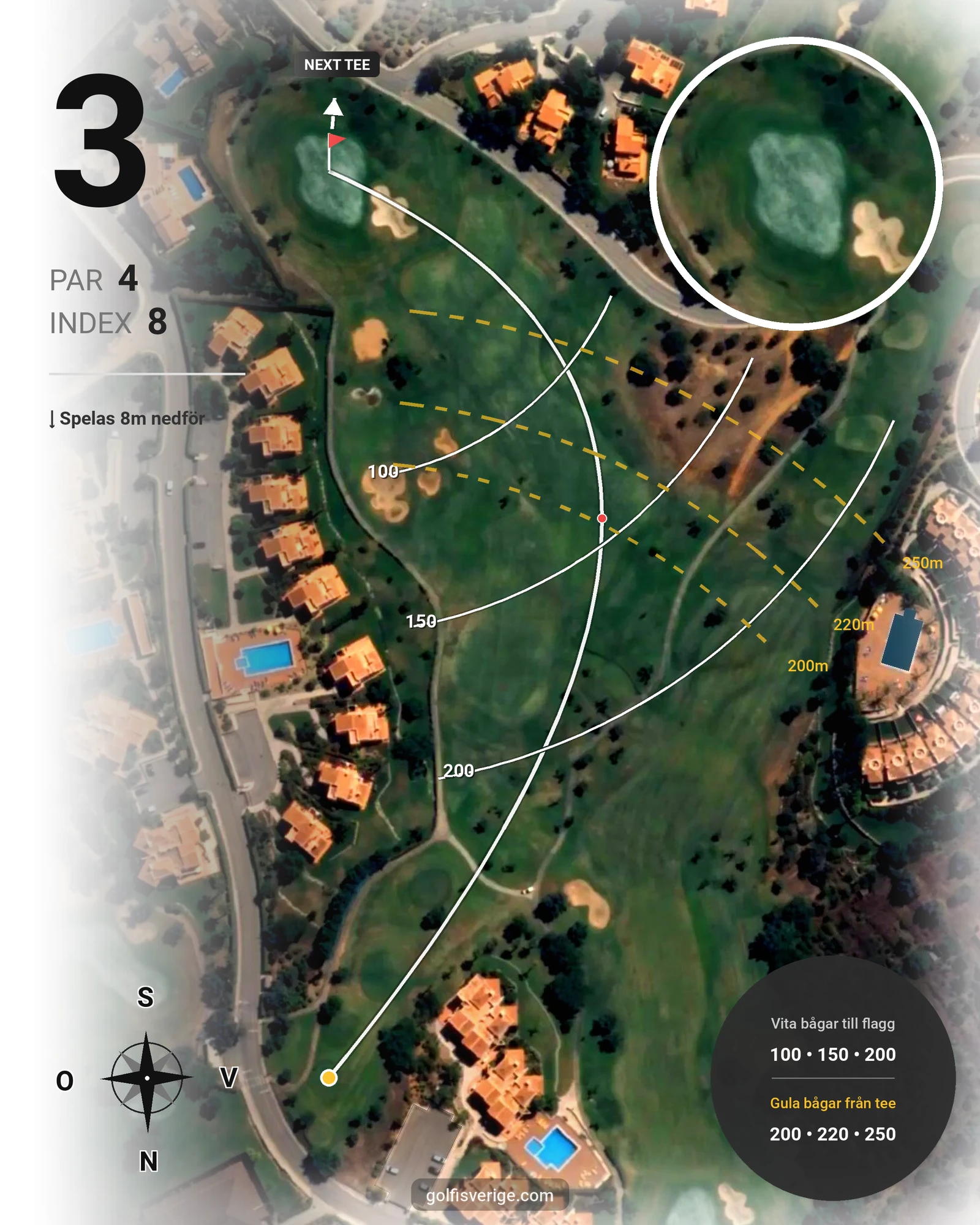 Banguide Vale da Pinta på SoloGolf - GolfiSpanien - Hål 3 karta