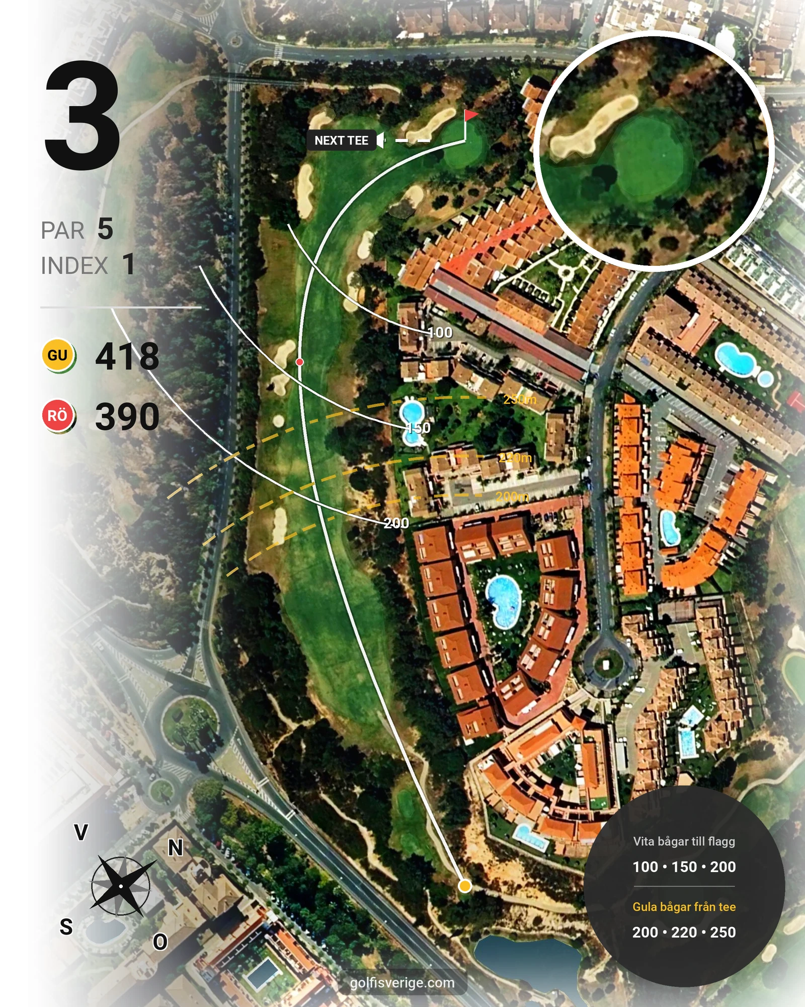 Banguide Islantilla 10-27 på SoloGolf - GolfiSpanien - Hål 3 karta