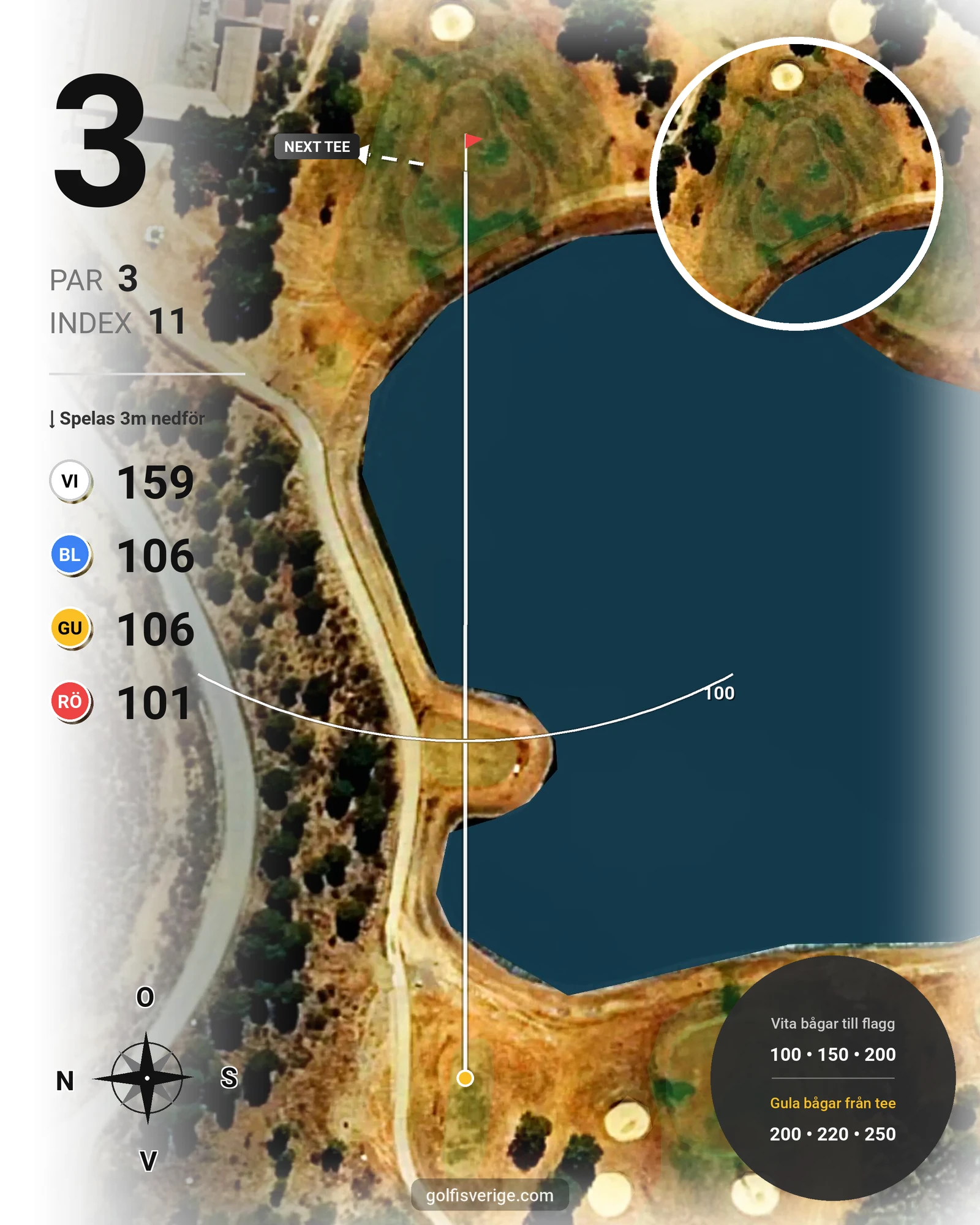 Banguide Isla Canela Links på SoloGolf - GolfiSpanien - Hål 3 karta