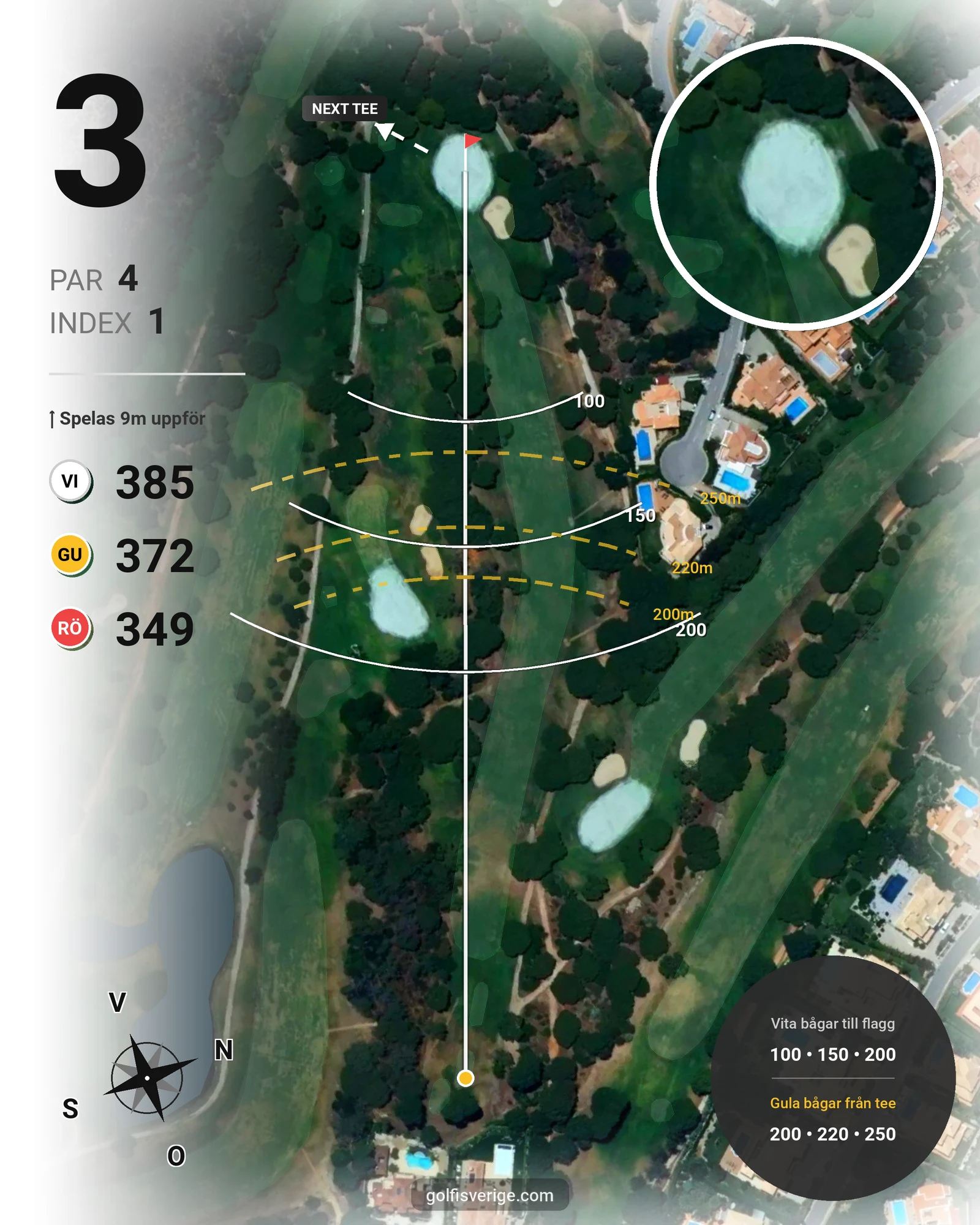 Banguide Vila Sol 1-18 på SoloGolf - GolfiSpanien - Hål 3 karta