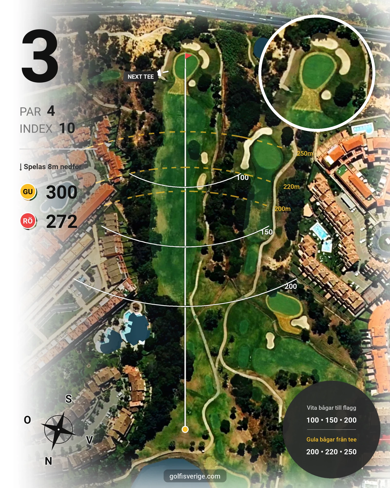 Banguide Islantilla 1-18 på SoloGolf - GolfiSpanien - Hål 3 karta