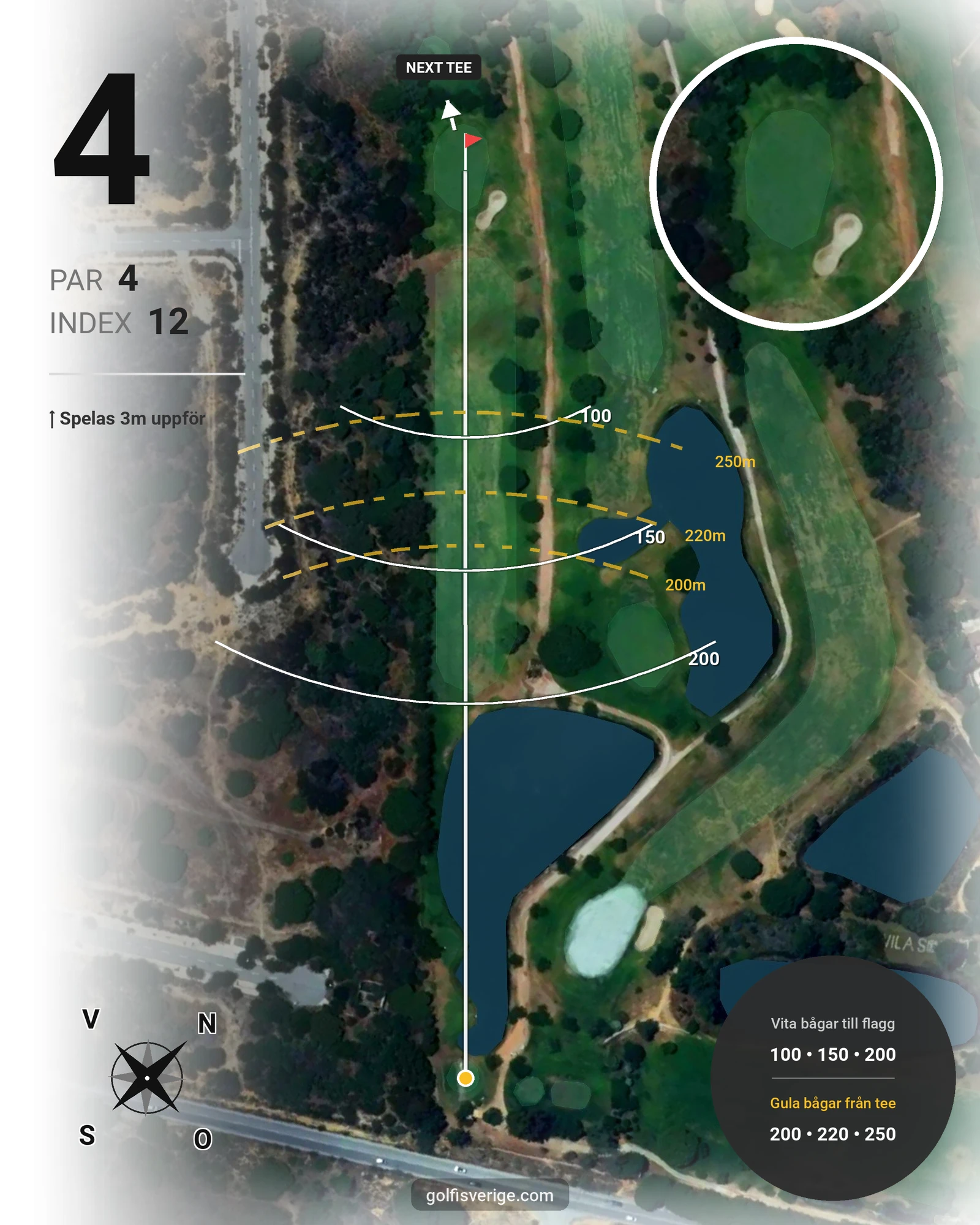 Banguide Vila Sol 19-9 på SoloGolf - GolfiSpanien - Hål 4 karta