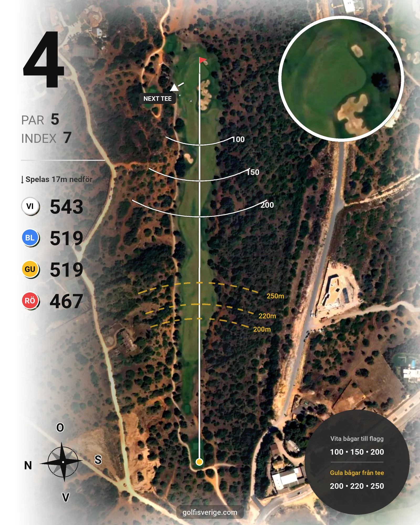 Banguide Palmares Alvor/Lagos på SoloGolf - GolfiSpanien - Hål 4 karta