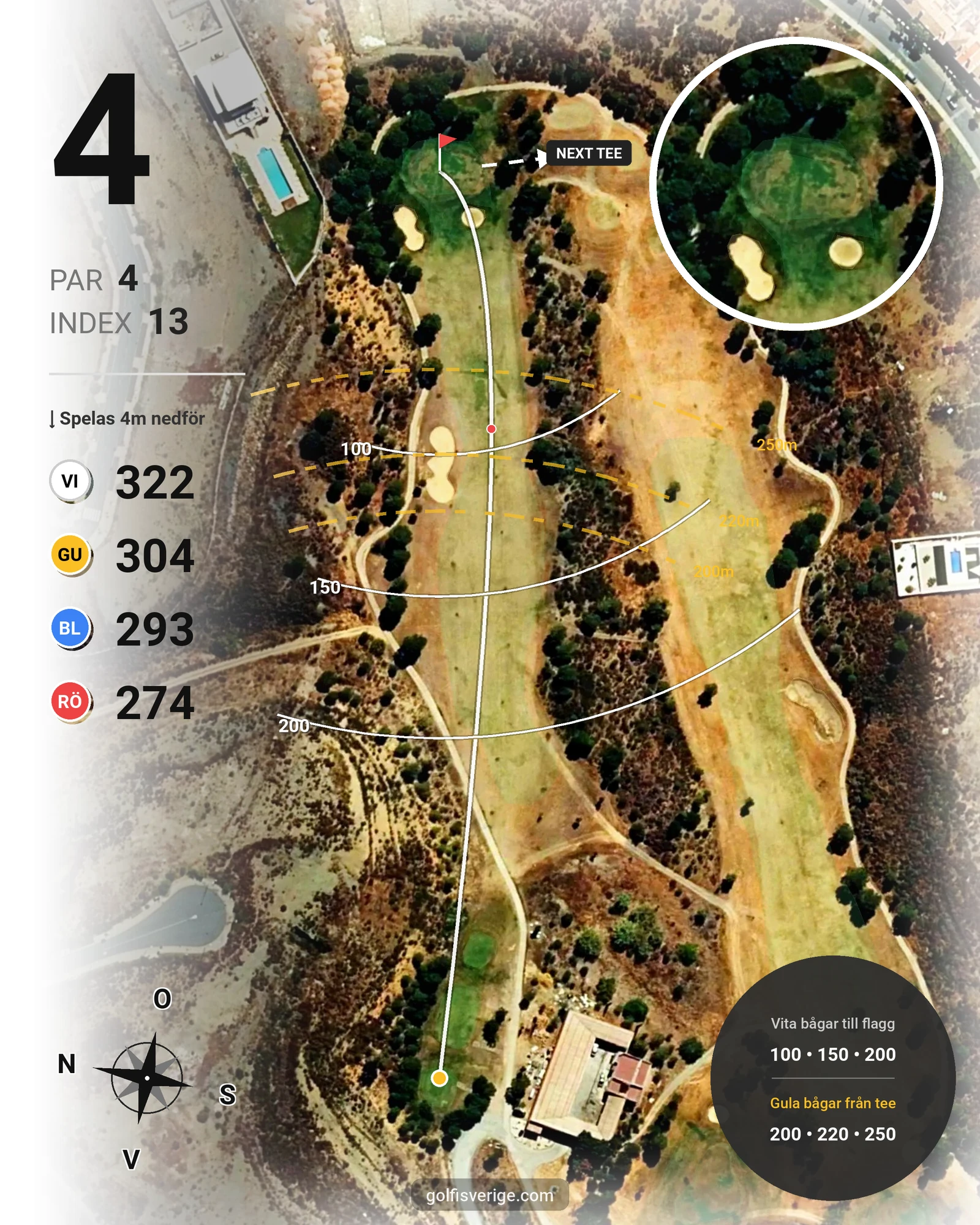 Banguide Isla Canela Links på SoloGolf - GolfiSpanien - Hål 4 karta