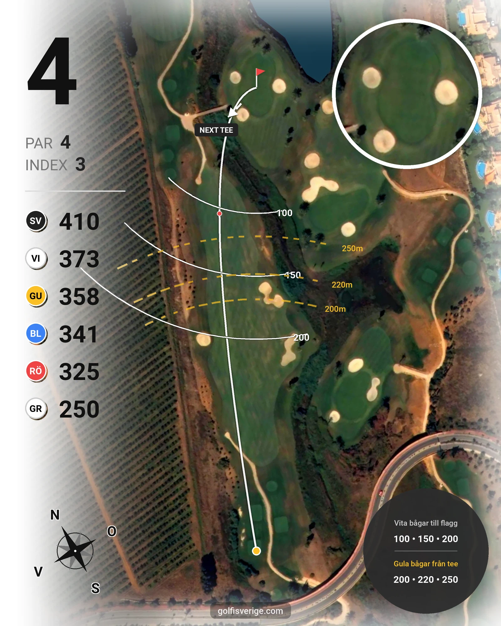 Banguide Oconnor Amendoeira Resort på SoloGolf - GolfiSpanien - Hål 4 karta