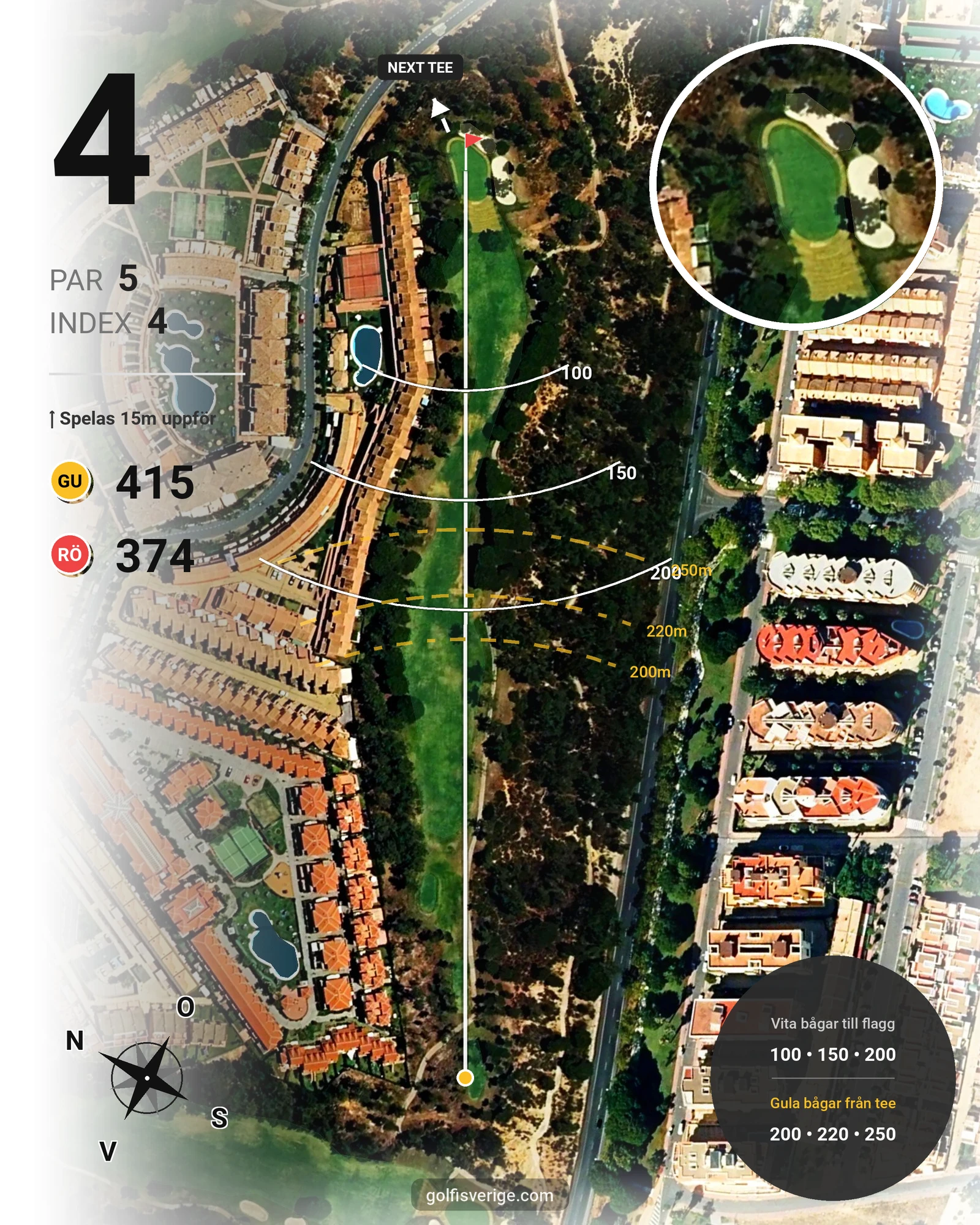 Banguide Islantilla 1-18 på SoloGolf - GolfiSpanien - Hål 4 karta