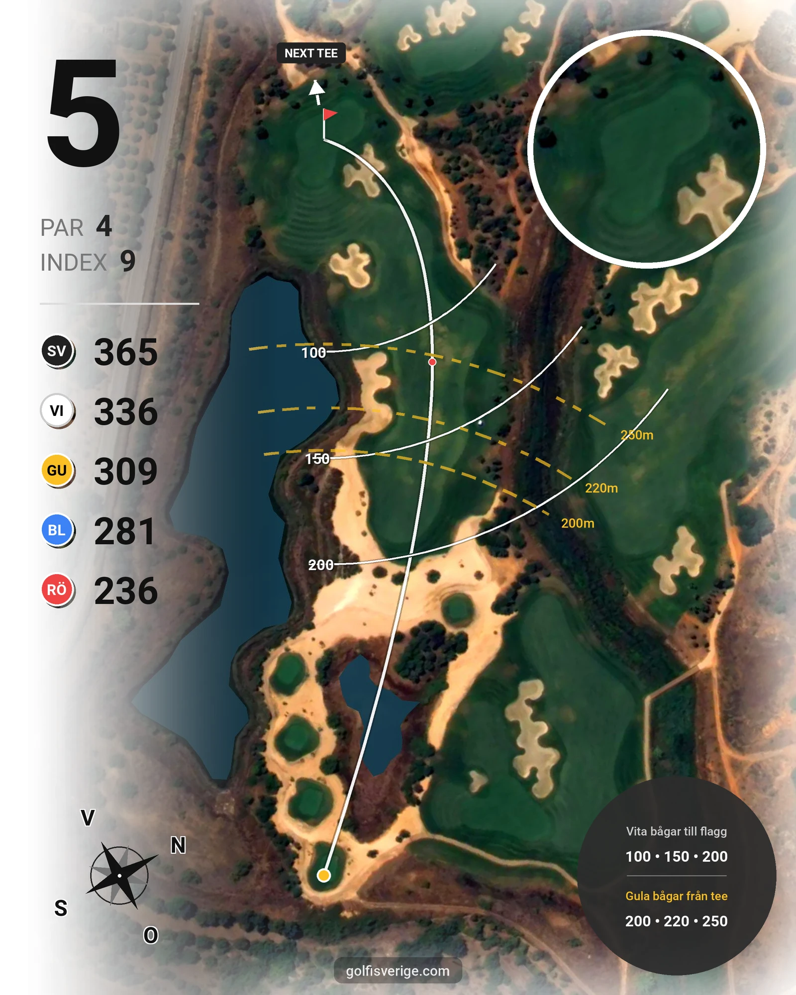 Banguide Faldo Amendoeira på SoloGolf - GolfiSpanien - Hål 5 karta