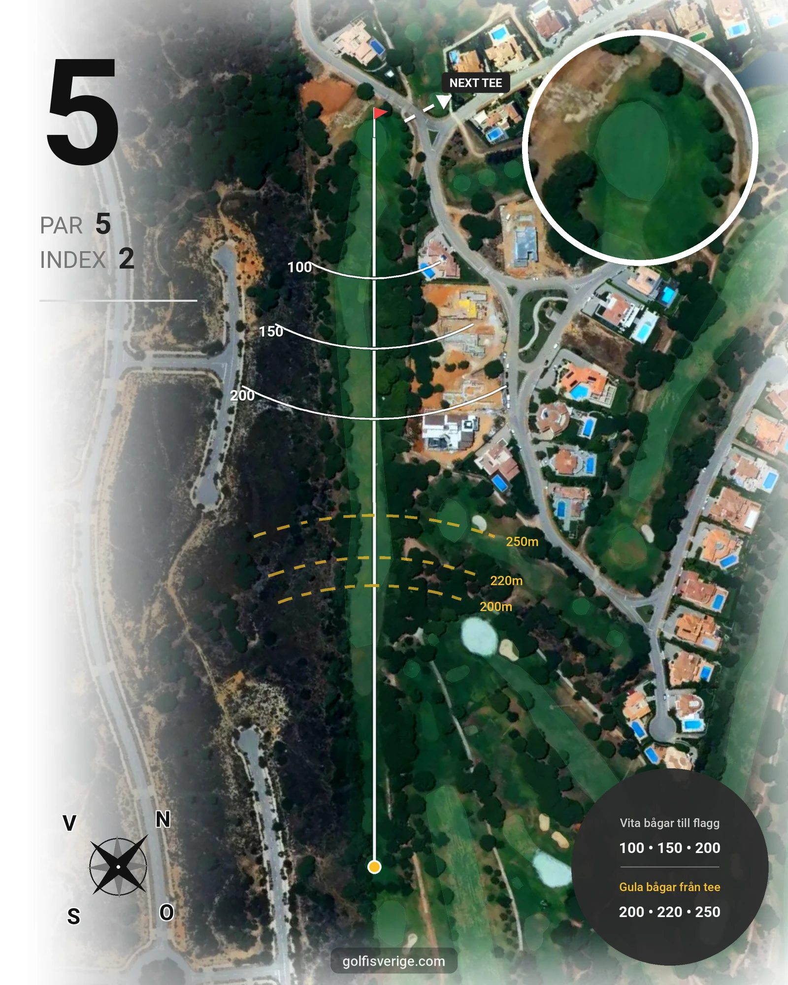 Banguide Vila Sol 19-9 på SoloGolf - GolfiSpanien - Hål 5 karta