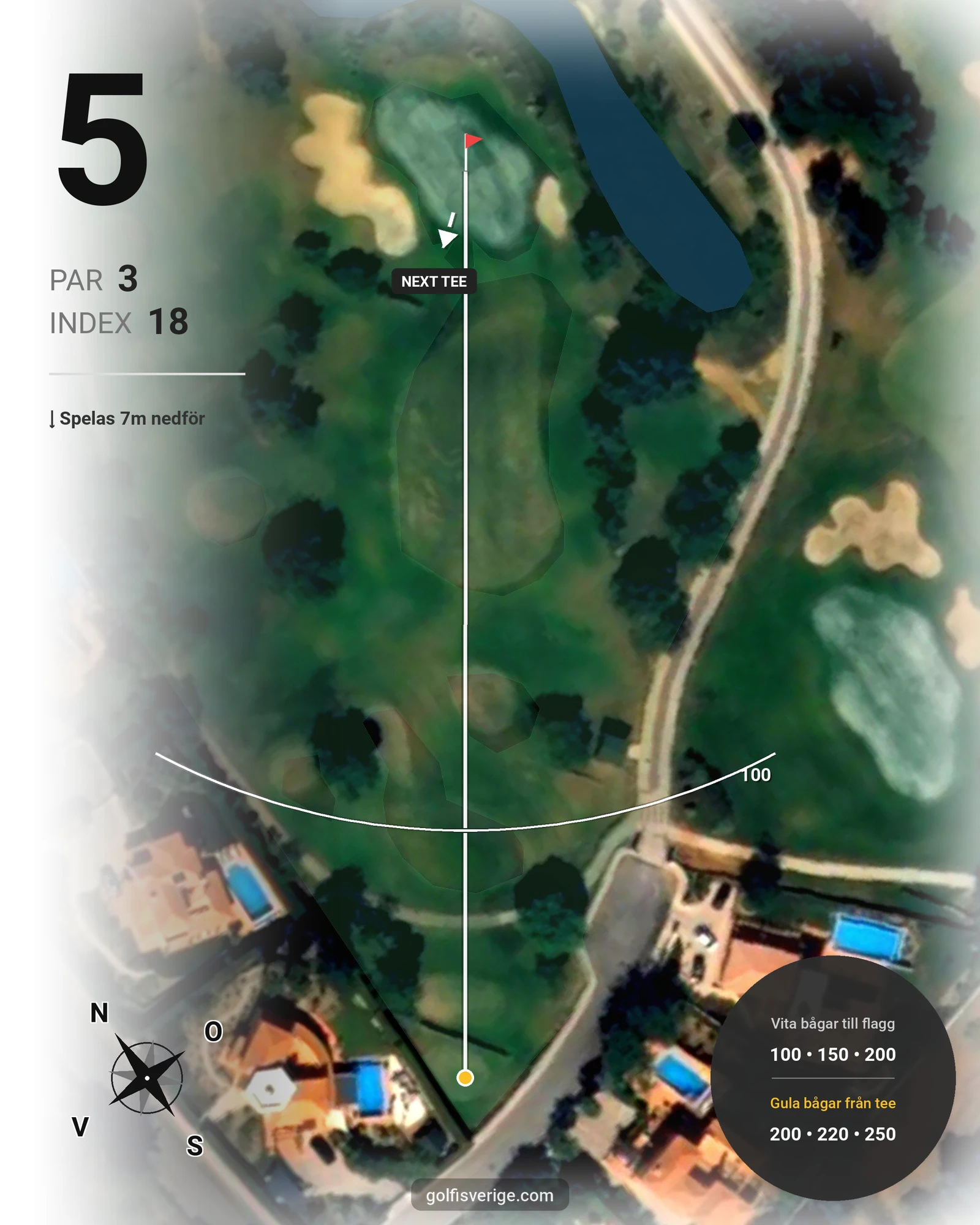 Banguide Vale da Pinta på SoloGolf - GolfiSpanien - Hål 5 karta