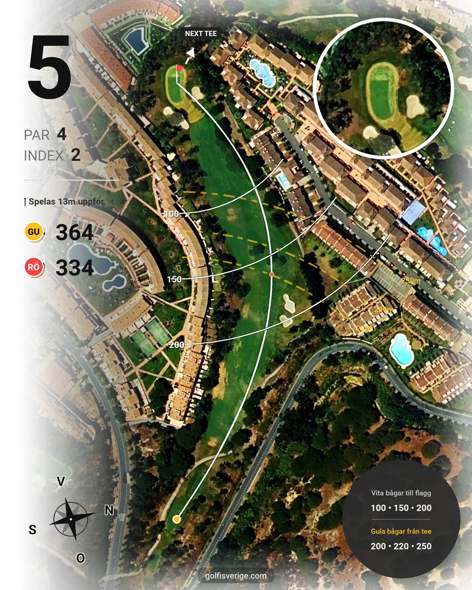 Banguide Islantilla 1-18 på SoloGolf - GolfiSpanien - Hål 5 karta