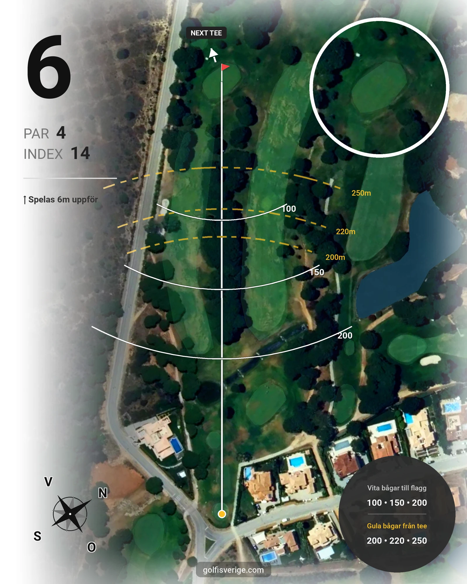 Banguide Vila Sol 19-9 på SoloGolf - GolfiSpanien - Hål 6 karta