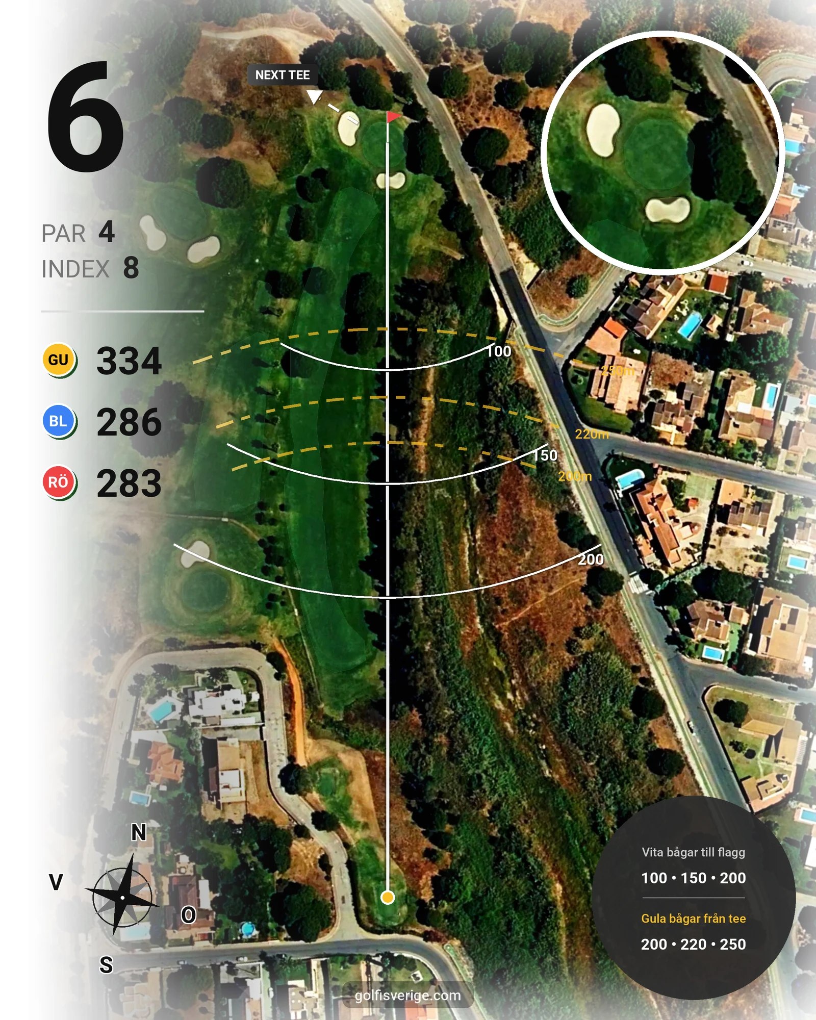 Banguide Bellavista på SoloGolf - GolfiSpanien - Hål 6 karta